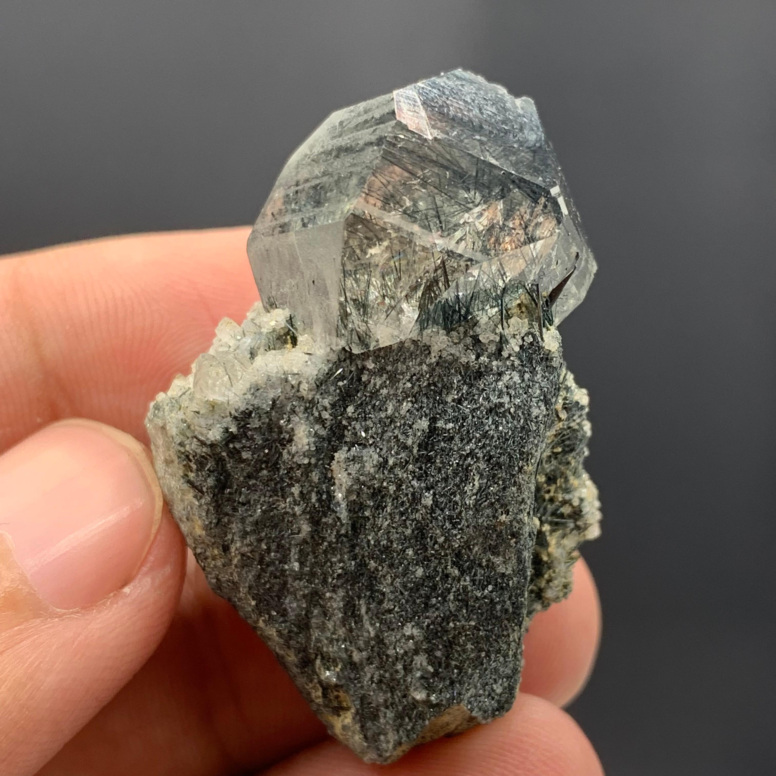 Manganeso Riebeckite Rutile Included Blue Quartz Crystal On Matrix From Pakistan For Sale 1