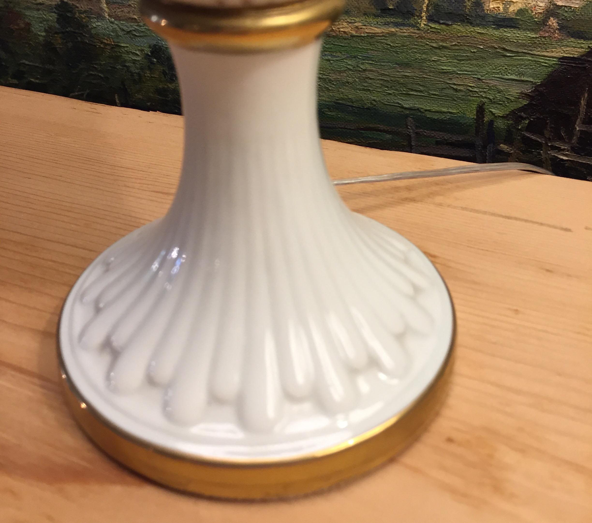 Mangani Firenze Pair of Italian White Table Lamps with Gold Foliate Motiv 6