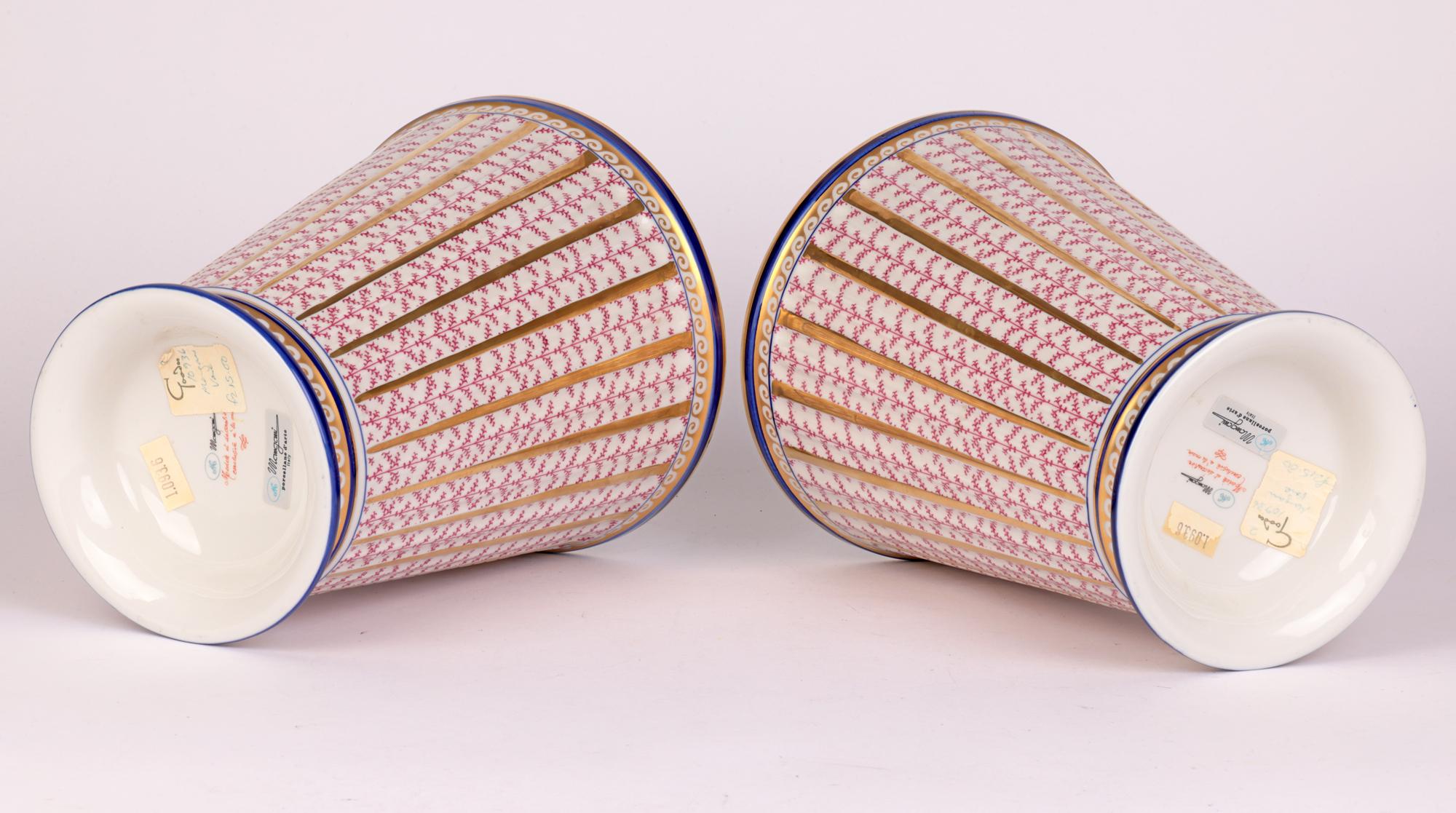 Mangani Italienisches Paar große beeindruckende Eimervasen aus Porzellan in Eimerform im Angebot 5