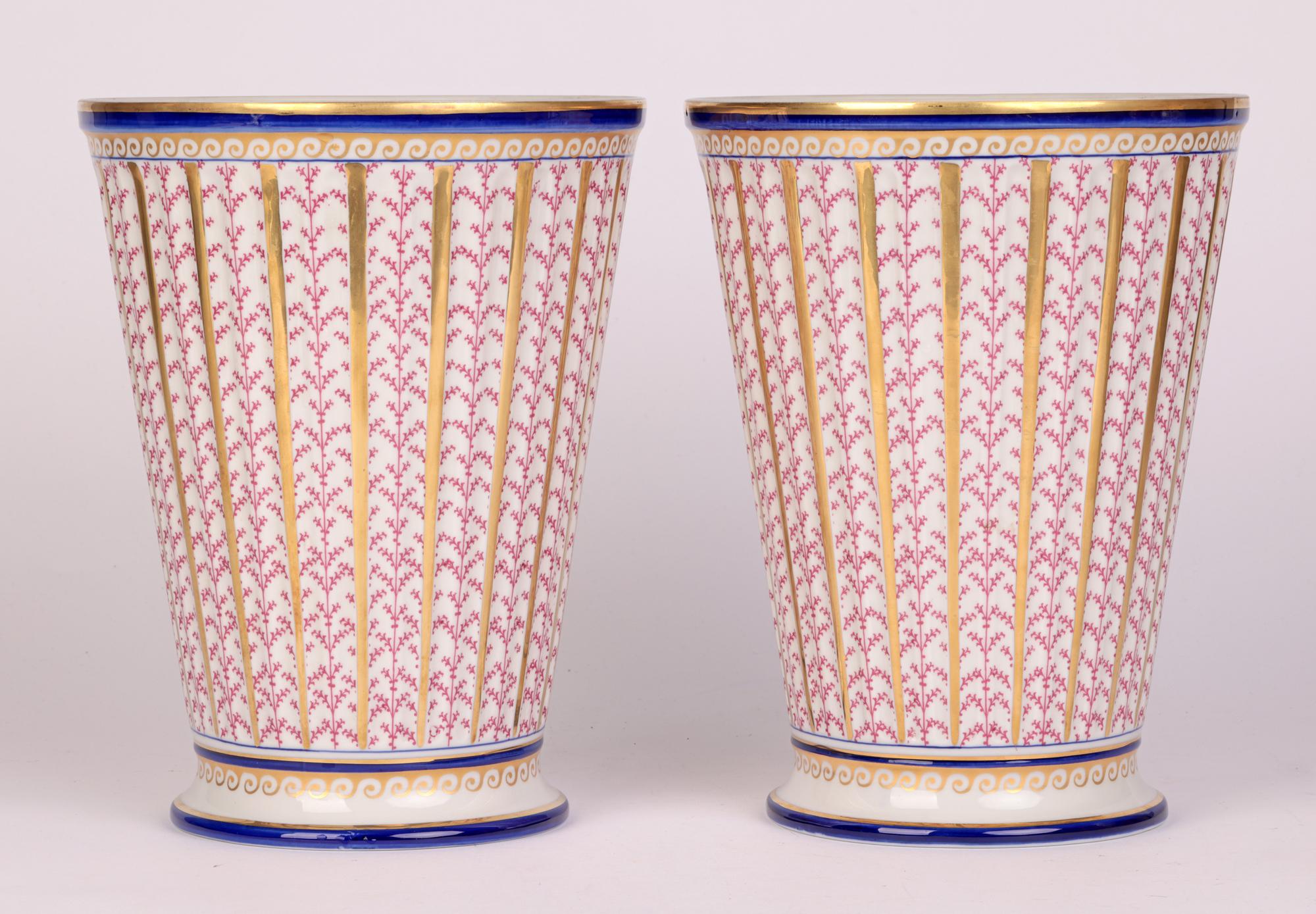 Mangani Italian Pair Large Impressive Porcelain Bucket Shaped Vases For Sale 9