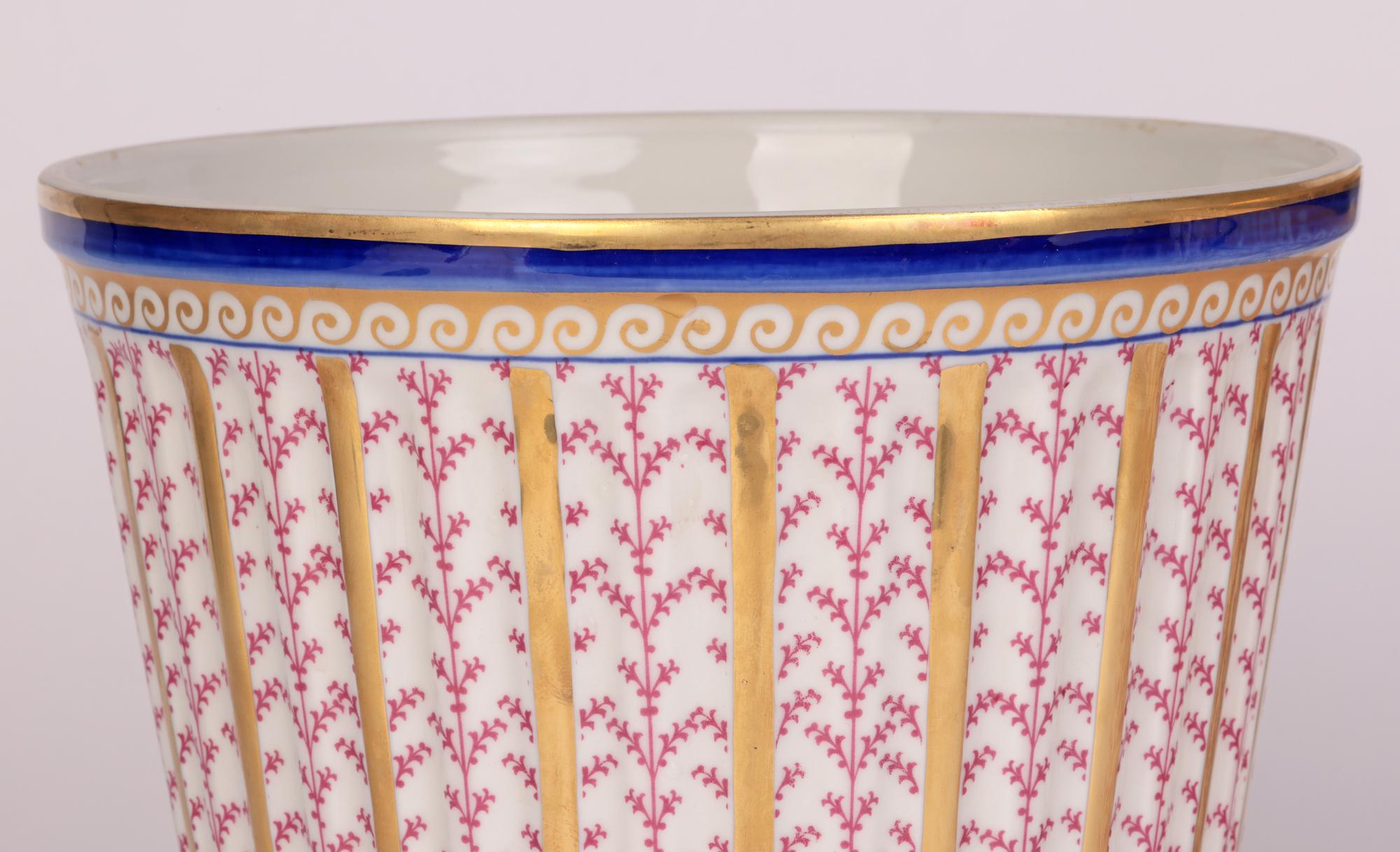 Mid-Century Modern Mangani Italian Pair Large Impressive Porcelain Bucket Shaped Vases For Sale