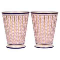 Mangani Italian Pair Large Impressive Porcelain Bucket Shaped Vases