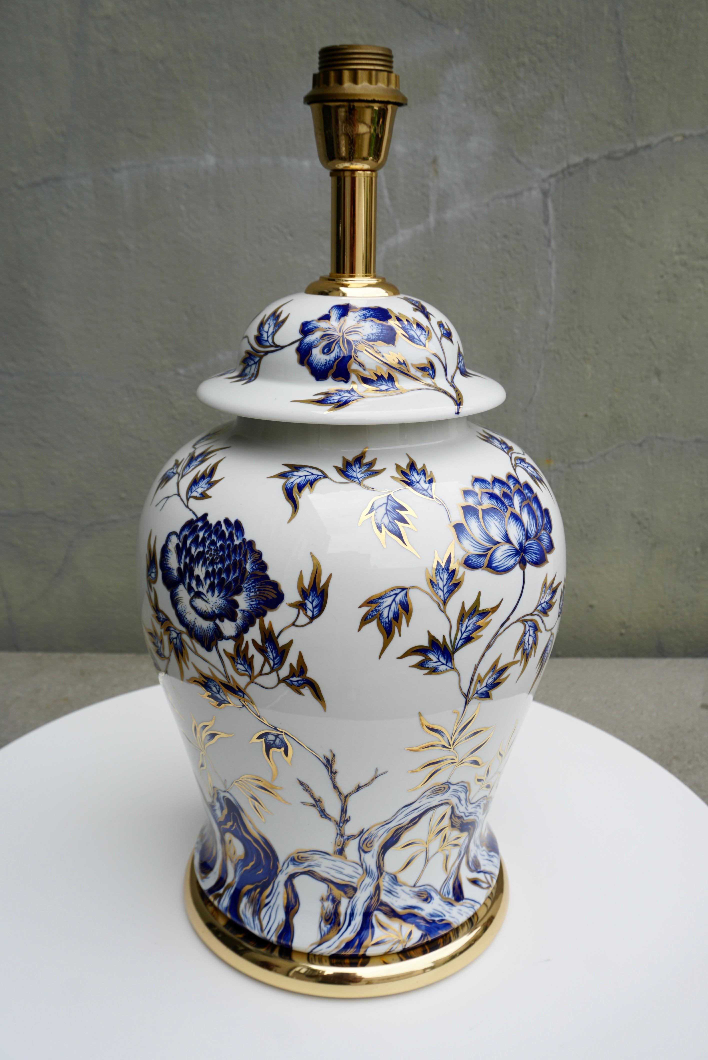Mangani, Italien, klassische Porzellanlampe mit Ingwerglasur-Design (Italienisch) im Angebot