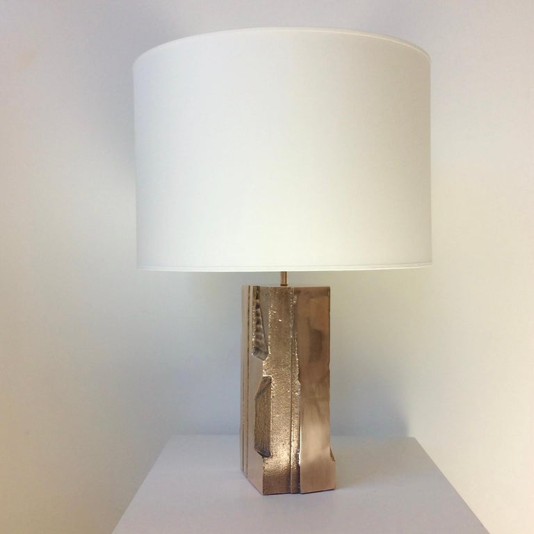 Late 20th Century Mangematin Sculptural Bronze Table Lamp, circa 1970, France For Sale