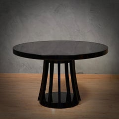 Mangiarotti Angelo Round Black Wood Dinning Room Table, 1970