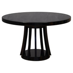 Mangiarotti Angelo Round Black Wood Extendable Dinning Room Table, 1970
