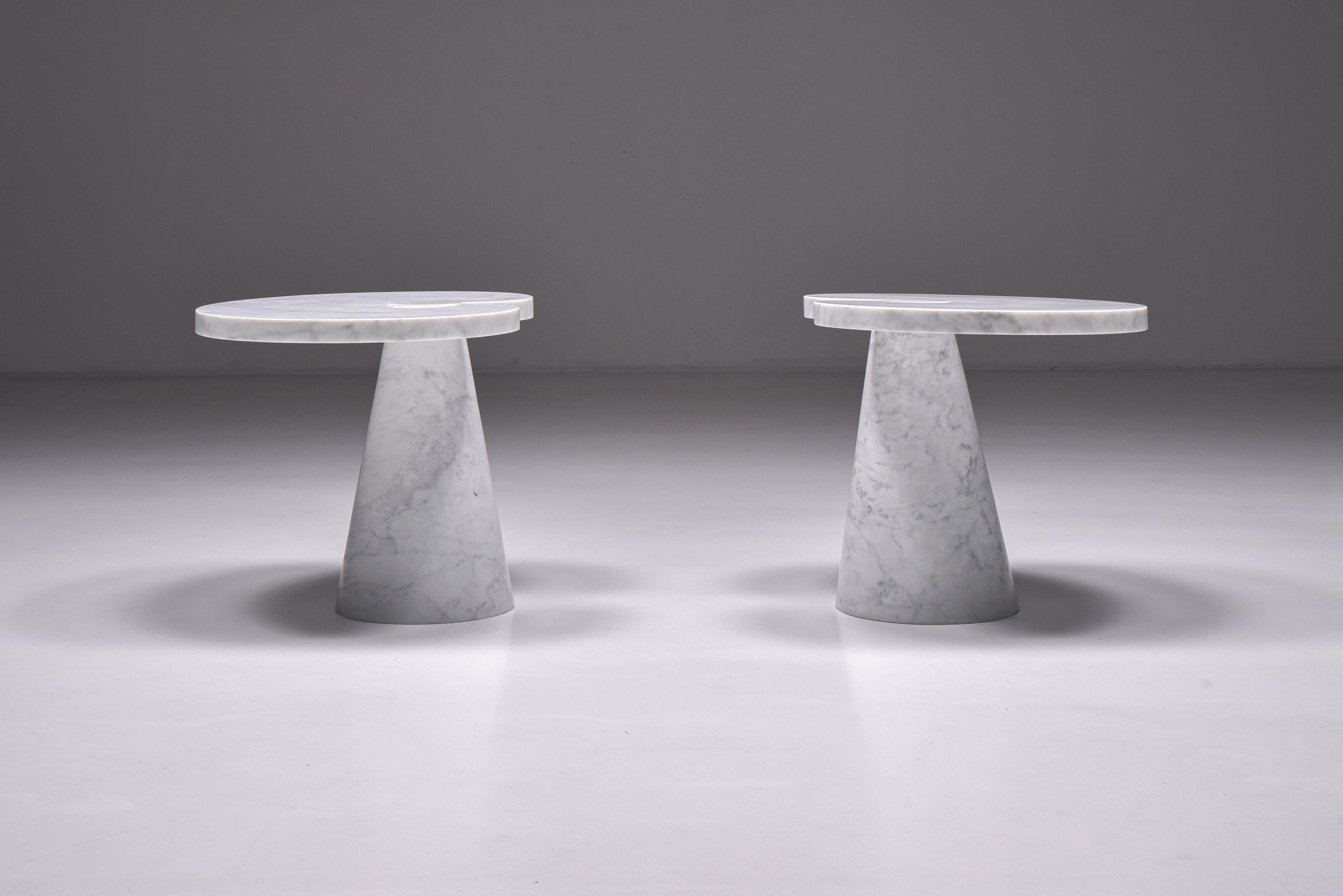Mid-Century Modern Mangiarotti Carrara Marble Side Table 'Eros Series' for Skipper, Italian Design