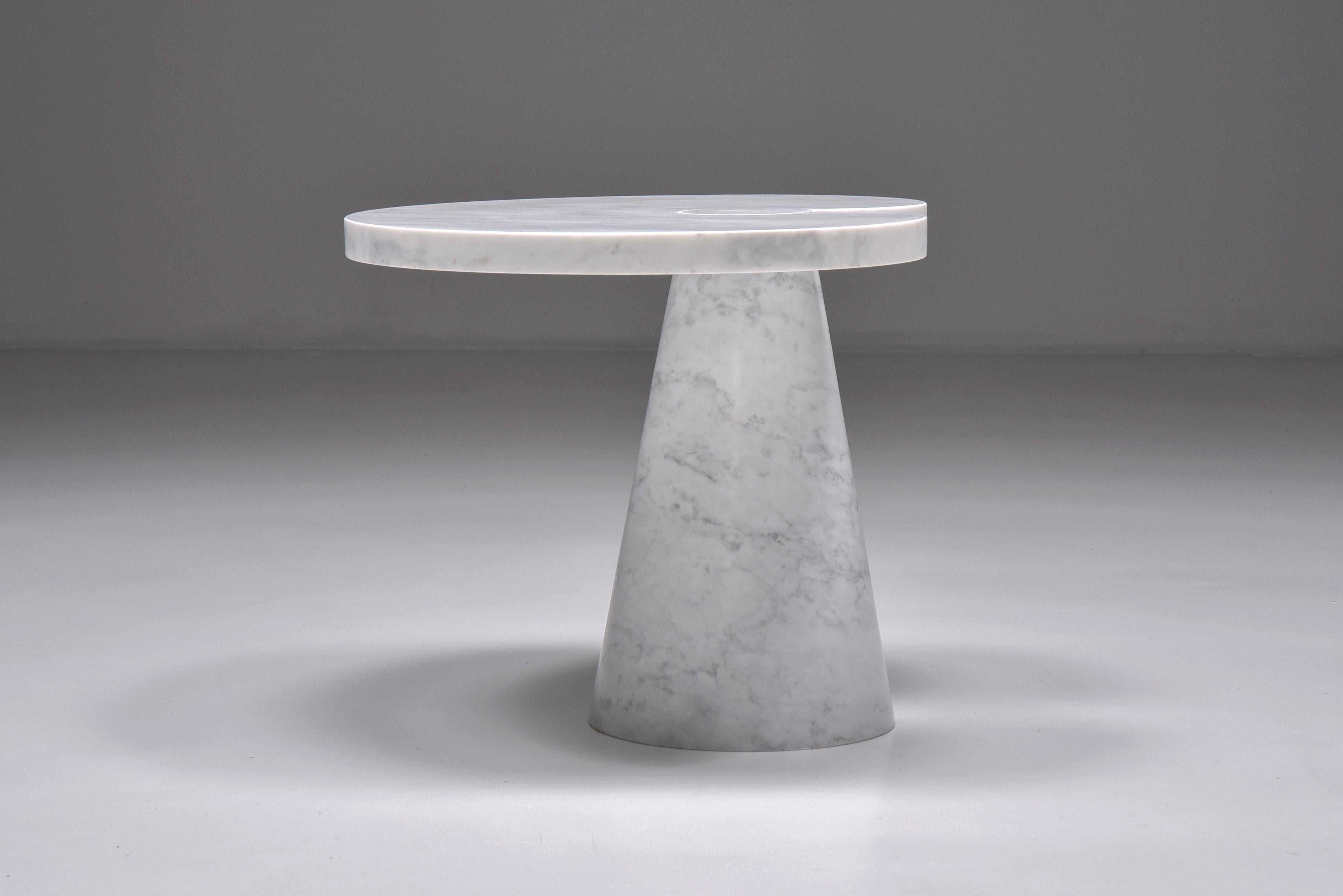 Late 20th Century Mangiarotti Carrara Marble Side Table 'Eros Series' for Skipper, Italian Design