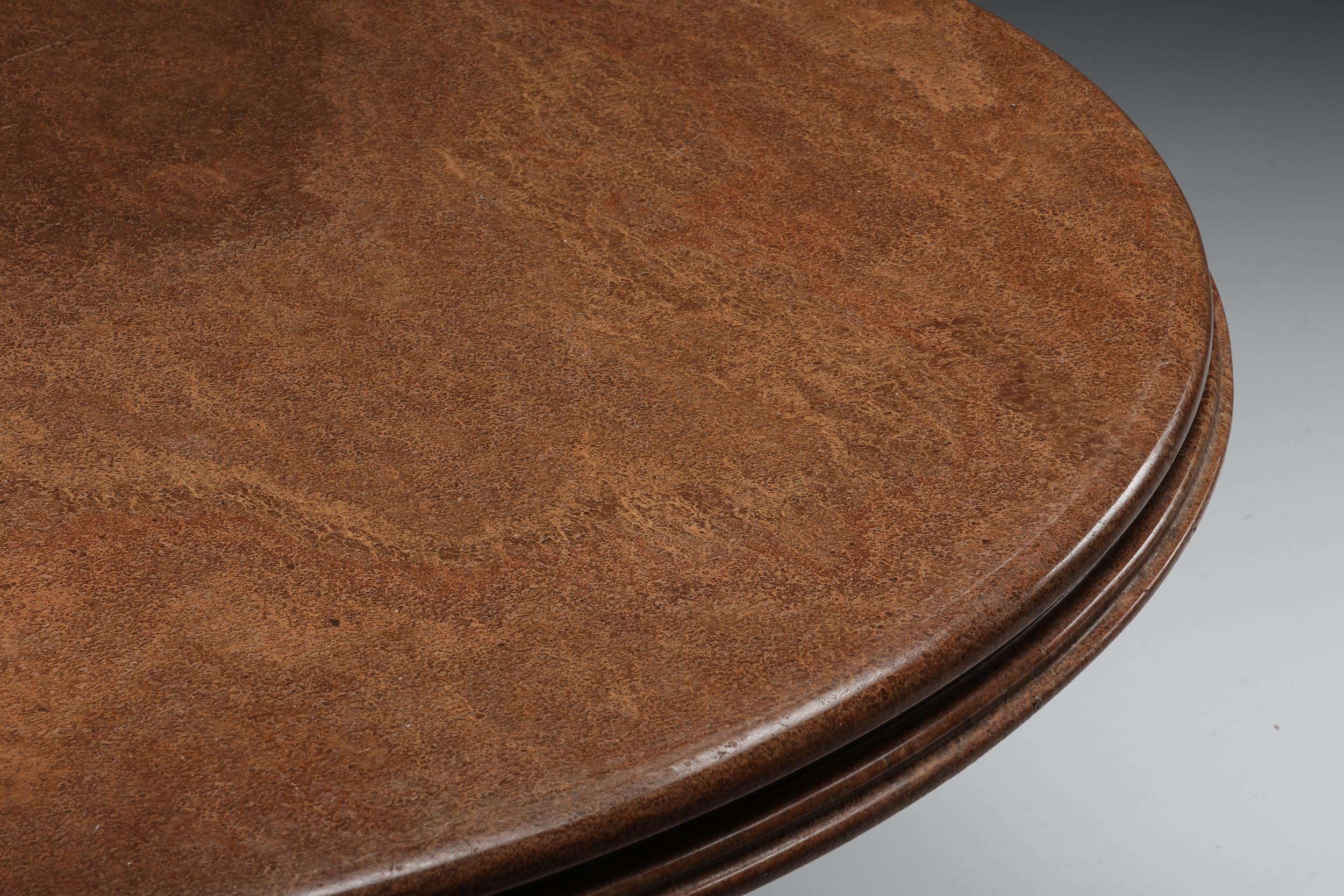 20th Century Mangiarotti, Charles Dudouyt insp Postmodern Marble Dining Table in Earthy Tones