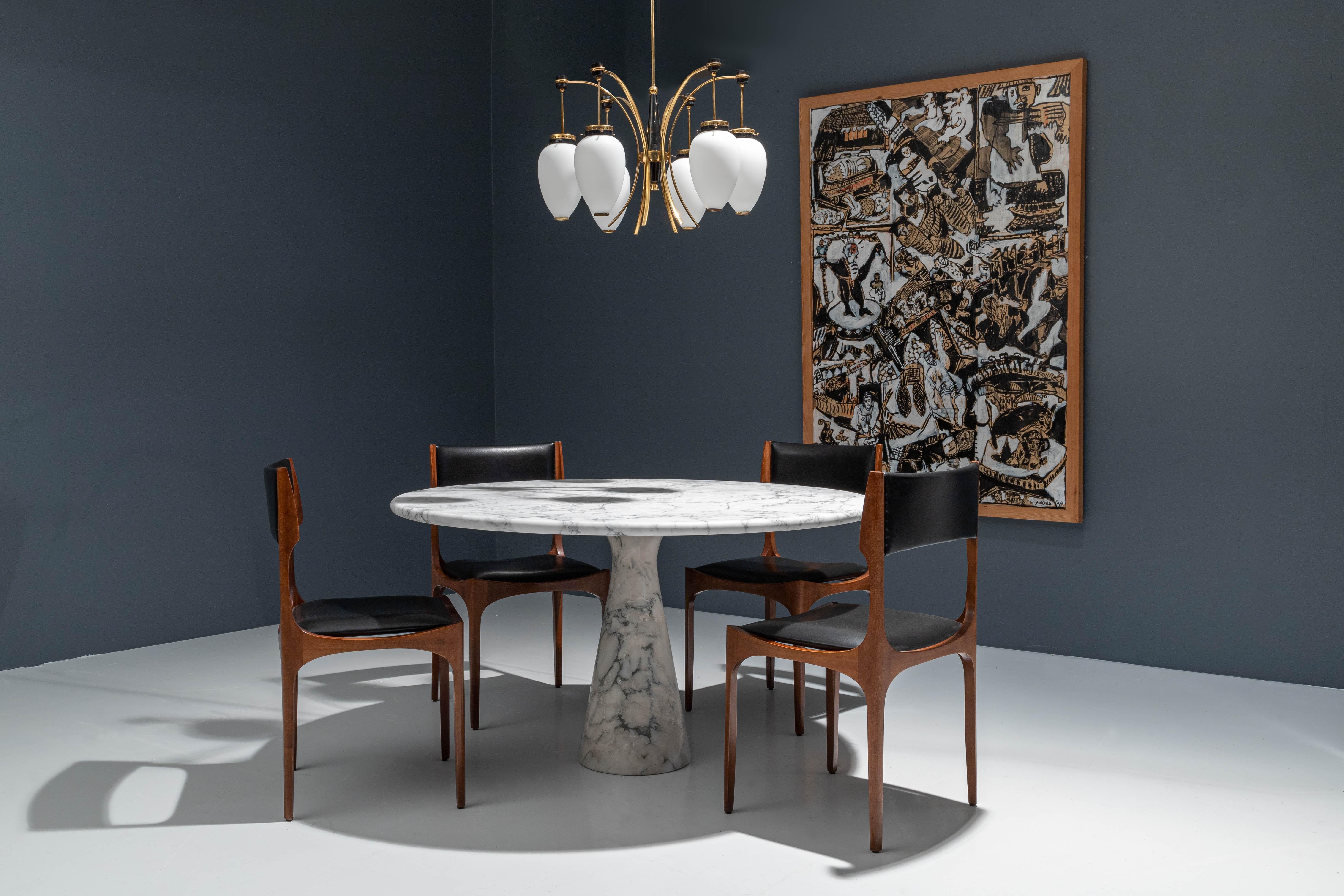 Mid-Century Modern Mangiarotti Dining Room Set with Gibelli Chairs and Stilnovo Lamp, Italy