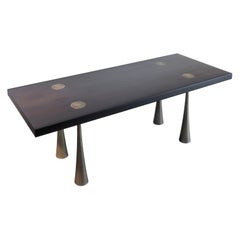 Mangiarotti-Esstisch oder -Schreibtisch aus Palisanderholz und Bronze für La Sorgente Dei Mobili