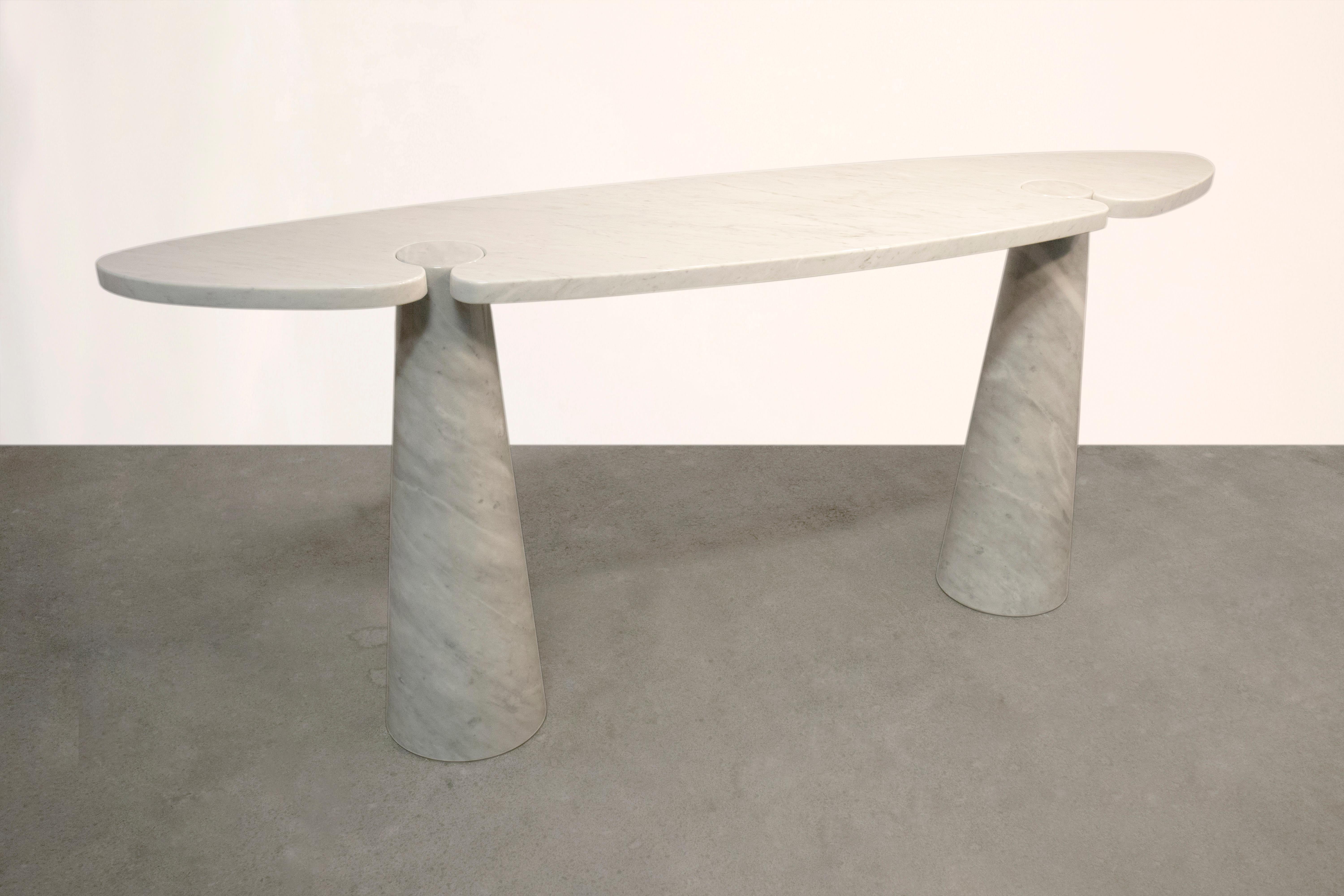 Européen Table console Eros Mangiarotti en marbre de Carrare pour Skipper, Italie en vente