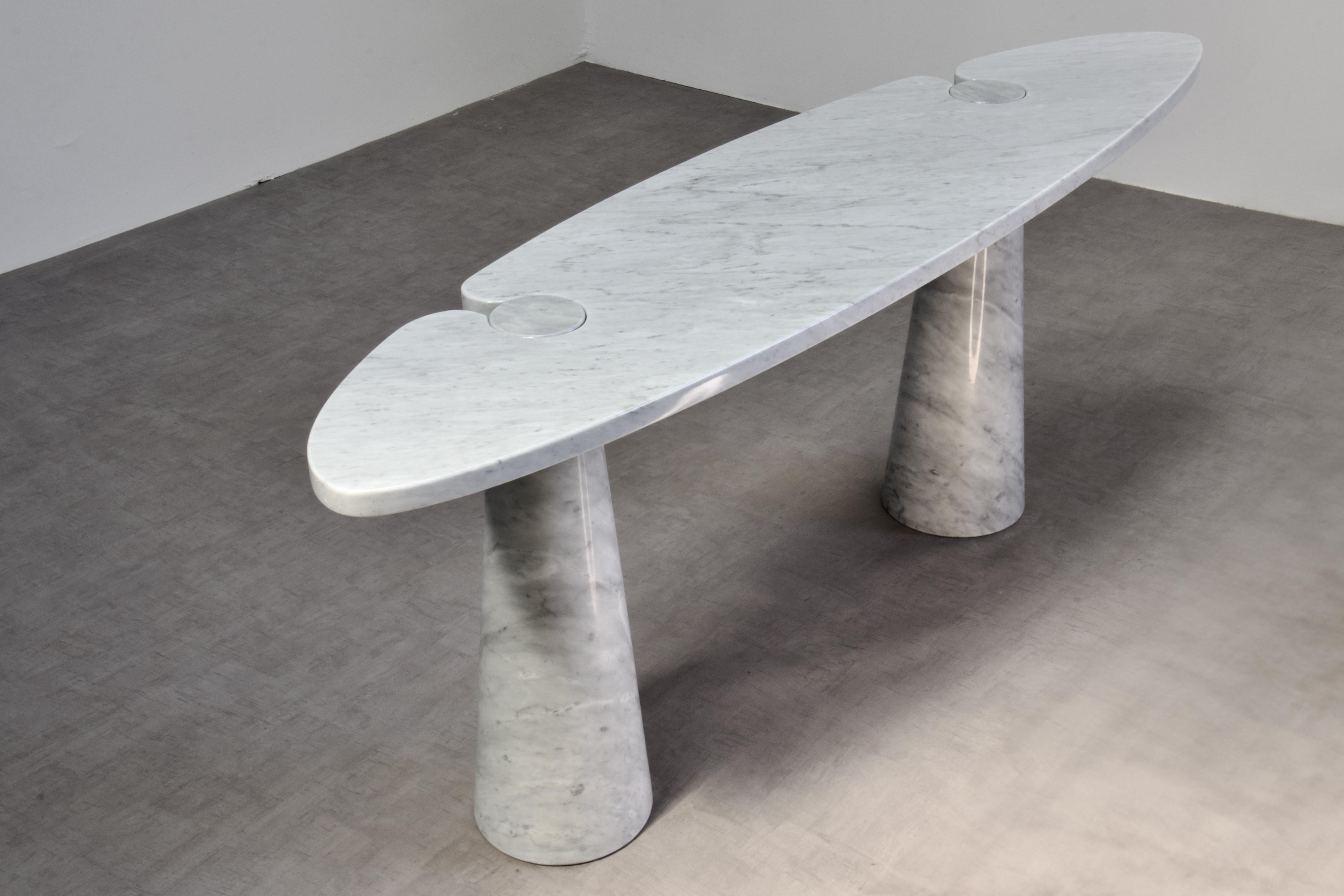Organic Modern Mangiarotti Eros Console Table in Carrara Marble for Skipper, Italy For Sale