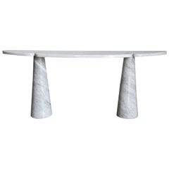 Mangiarotti Eros Console Table in Carrara Marble for Skipper, Italy