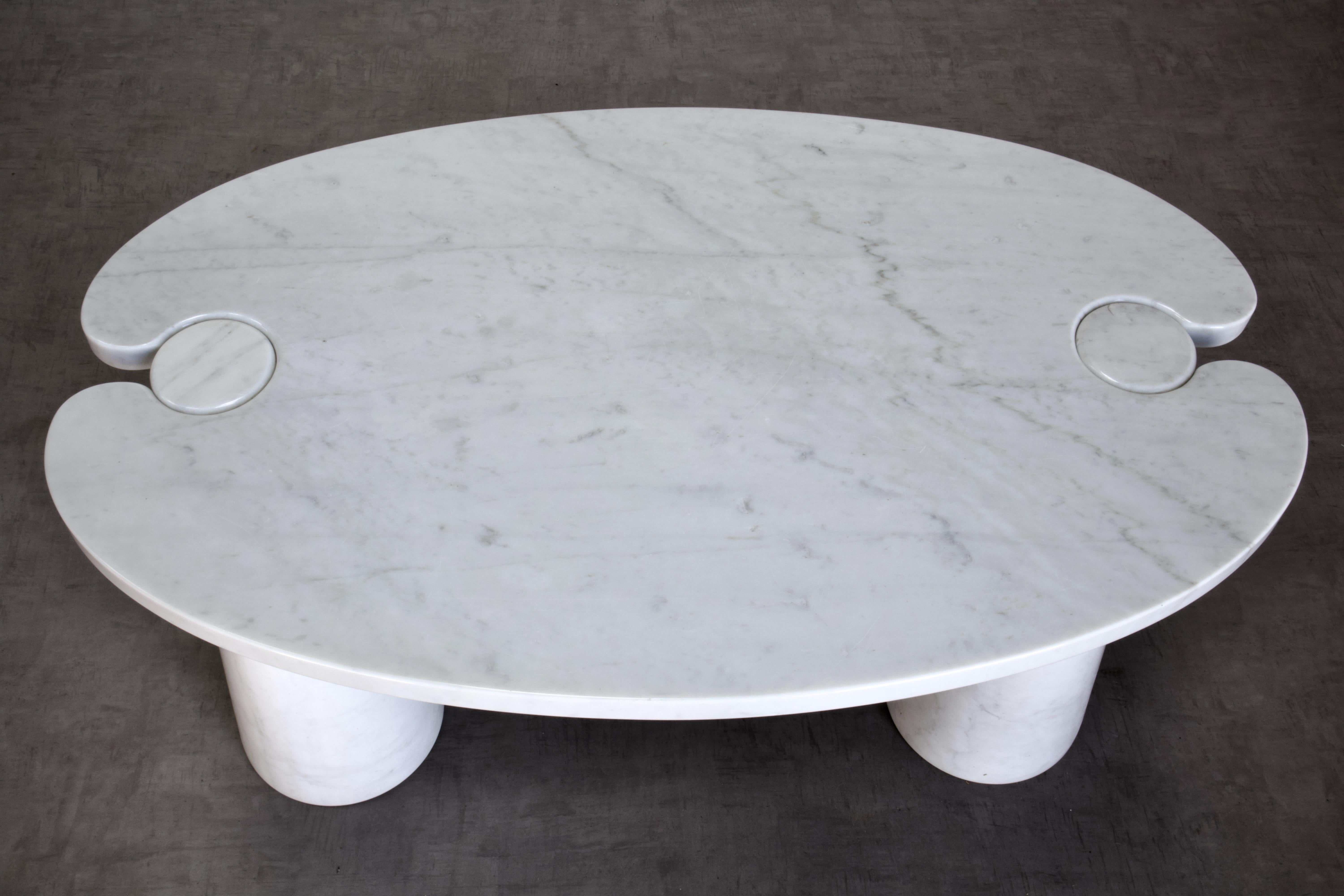 Mangiarotti Table de bureau ou console Eros en marbre de Carrare pour Skipper 1970 Italie Bon état - En vente à Grand Cayman, KY