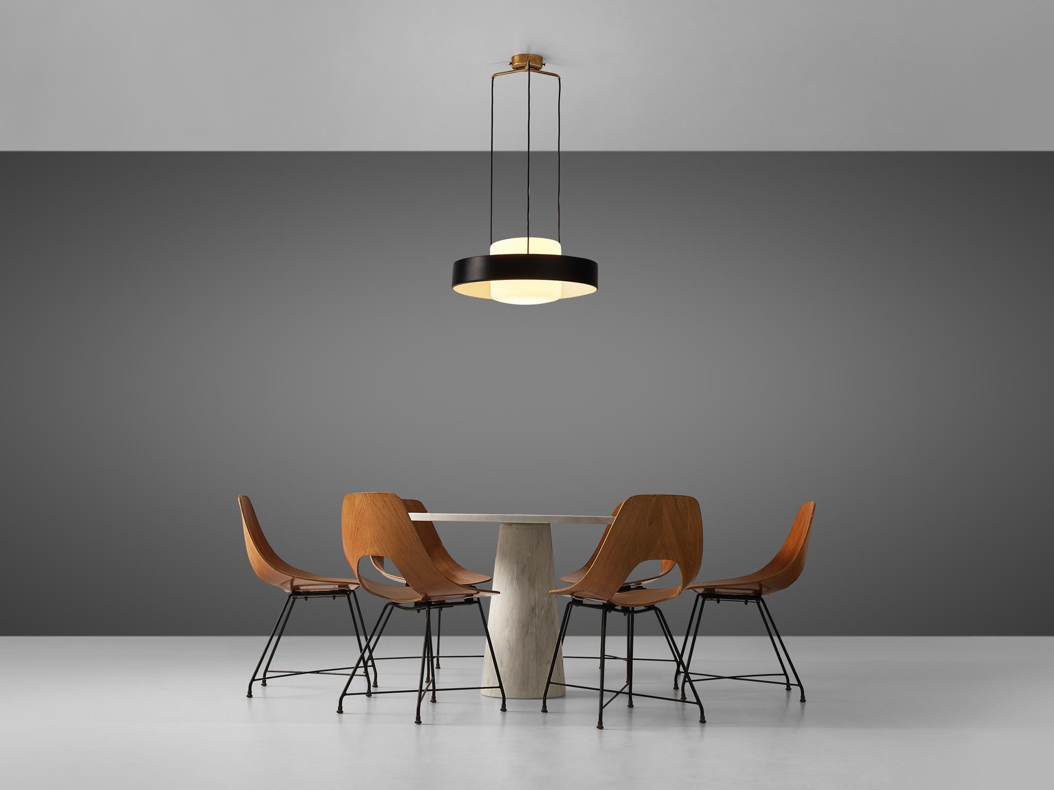 Mangiarotti ‘Eros’ Marble Table with Bozzi ‘Ariston’ Chairs and Stilnovo Lamp 4