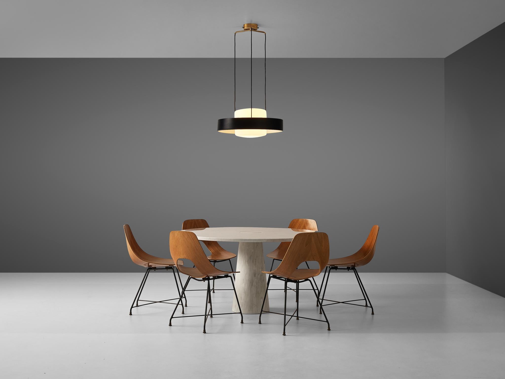 Mangiarotti ‘Eros’ Marble Table with Bozzi ‘Ariston’ Chairs and Stilnovo Lamp 7