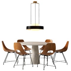 Mangiarotti ‘Eros’ Marble Table with Bozzi ‘Ariston’ Chairs and Stilnovo Lamp
