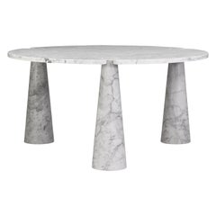 Mesa de comedor redonda Mangiarotti Eros Mármol de Carrara Skipper, Italia, circa 1970