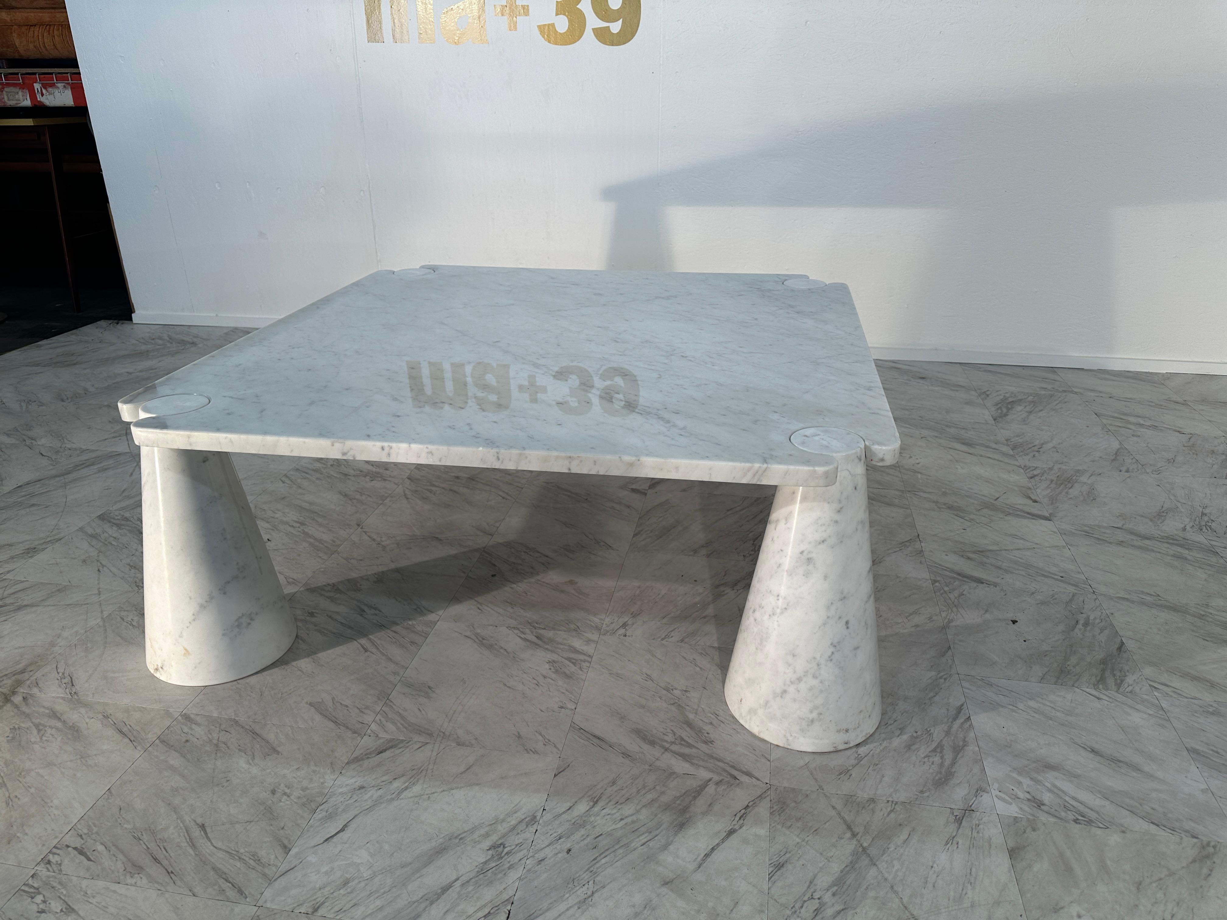 Mid-Century Modern Mangiarotti 'Eros' Square Carrara Marble Coffee Table, Italy, 1970's For Sale