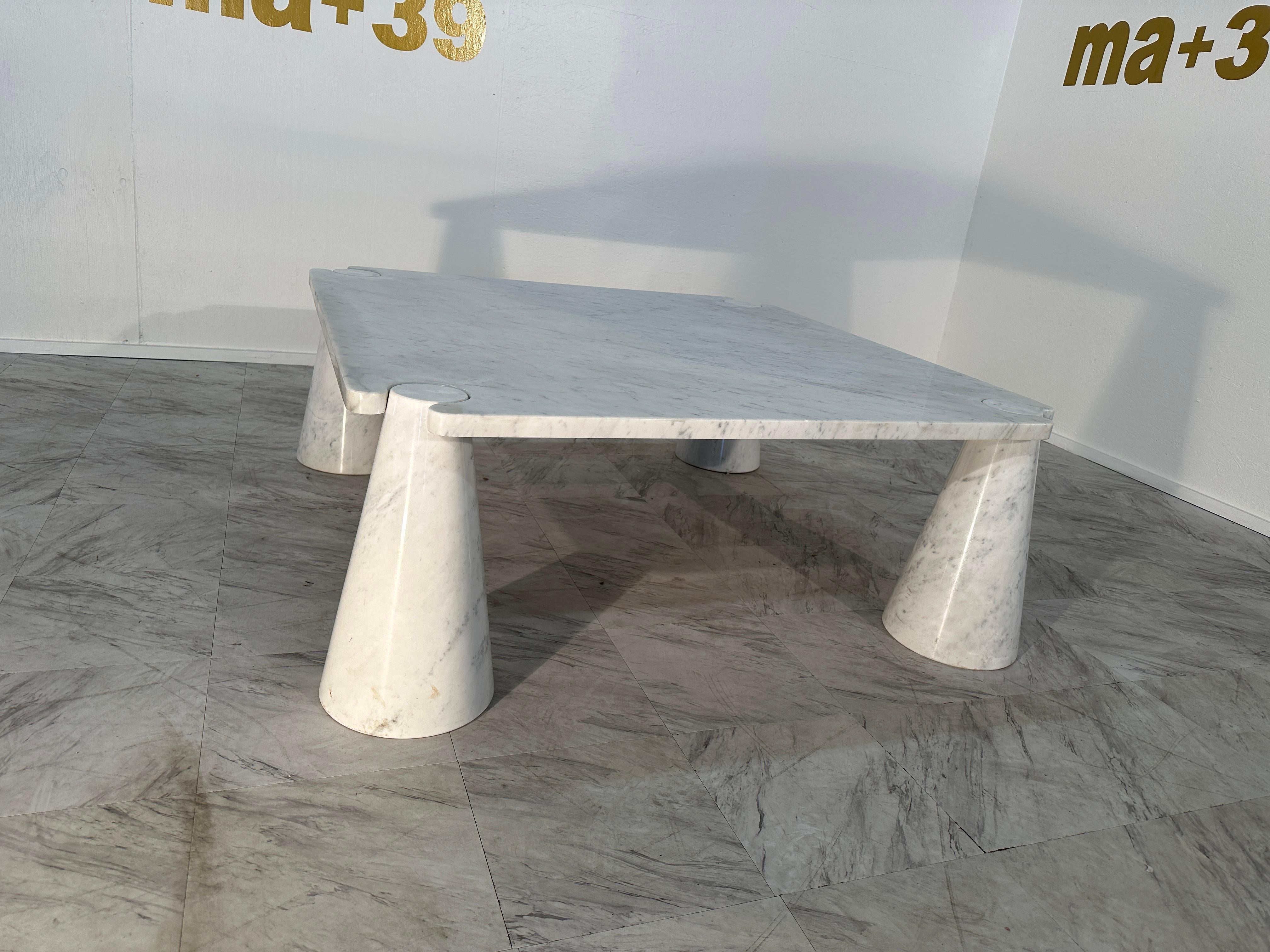 Mangiarotti 'Eros' Square Carrara Marble Coffee Table, Italy, 1970's In Good Condition For Sale In Los Angeles, CA