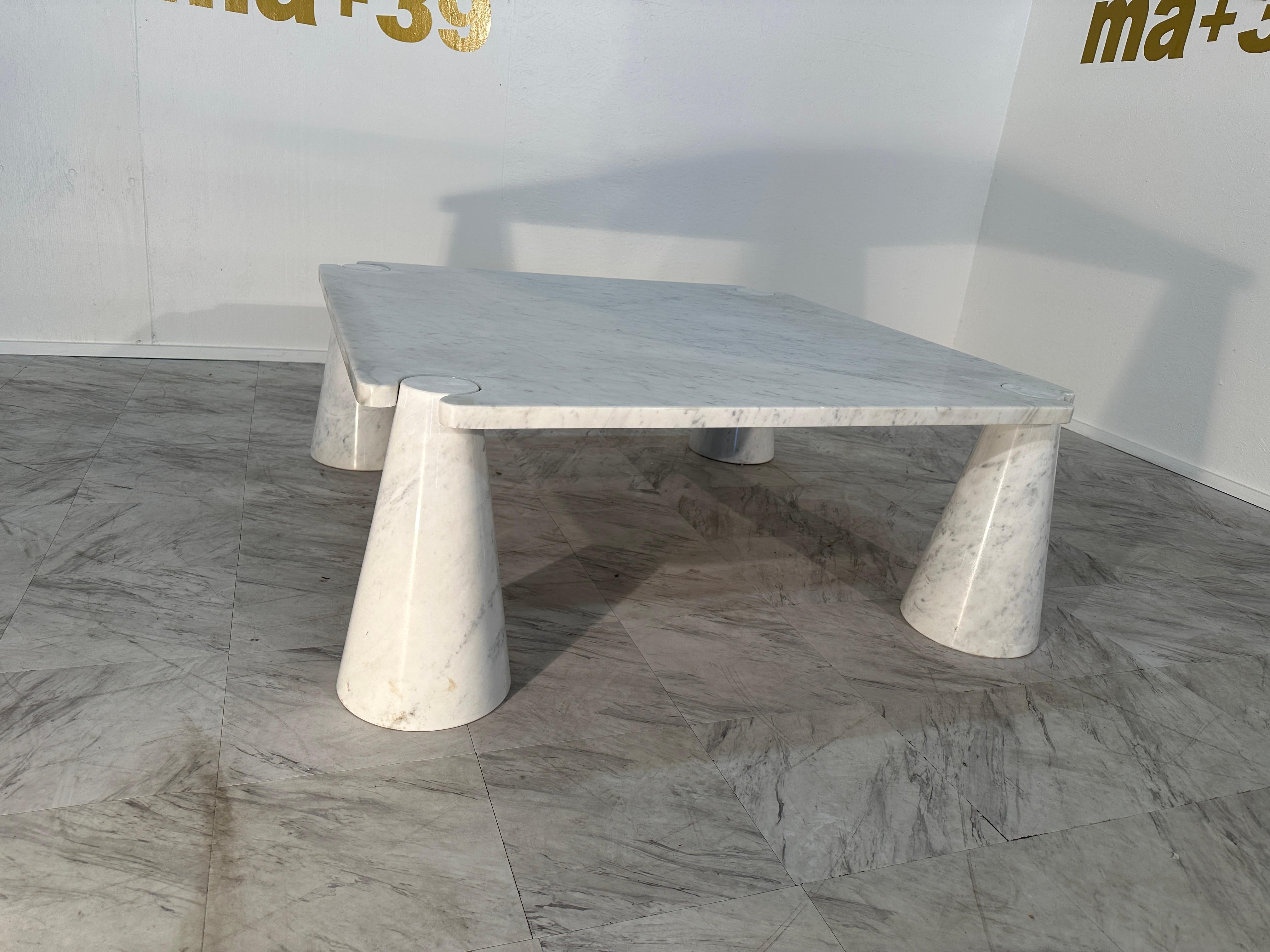 Late 20th Century Mangiarotti 'Eros' Square Carrara Marble Coffee Table, Italy, 1970's For Sale