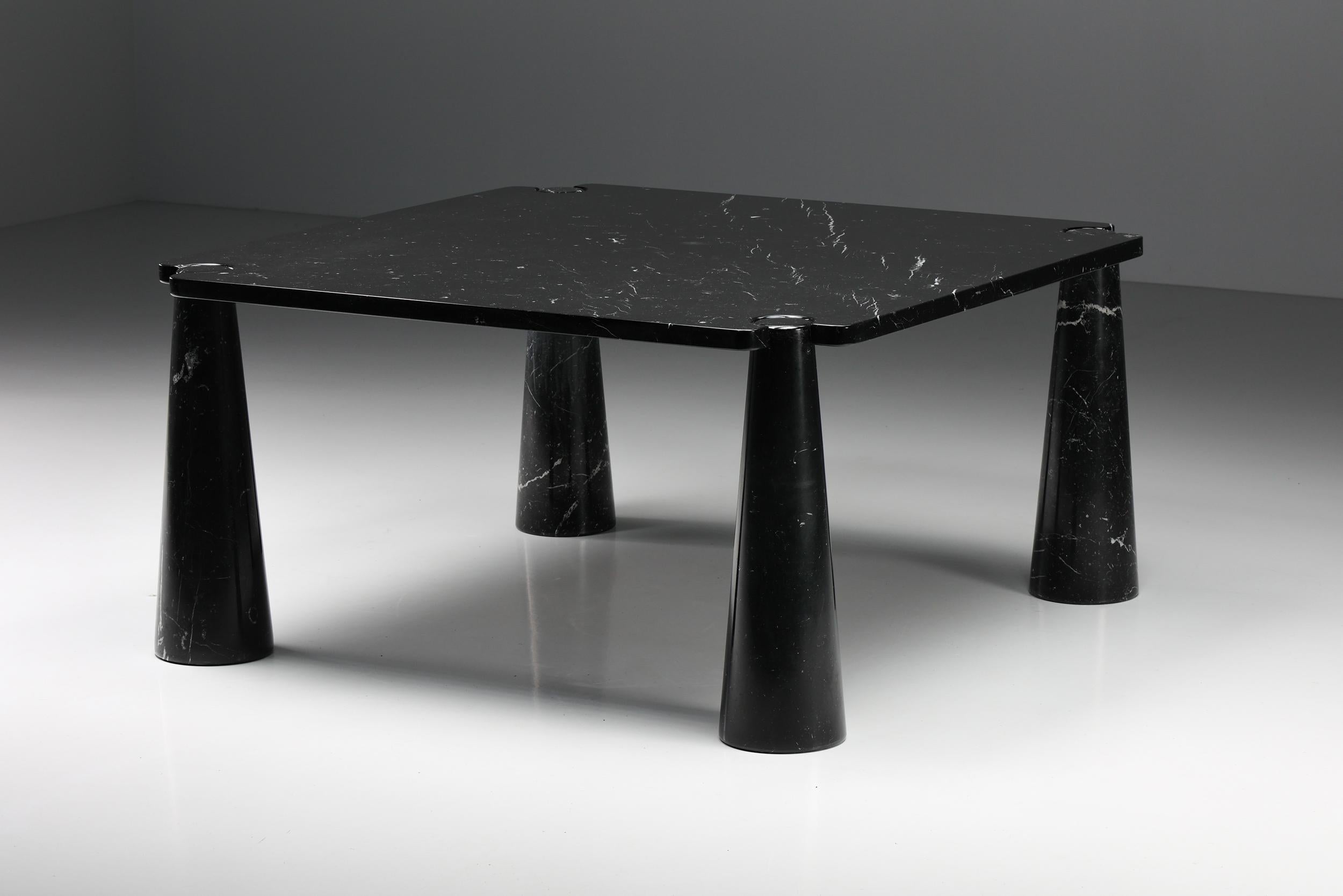 Angelo Mangiarotti; Dining Table; Black Marble; 1970s Design; Post-modern, Skipper; Sculptural; Architectural; Eros; Italy; Italian Design; Square Dining Table; Postmodern Design; 

Rare square version of the dining table produced by Skipper. This
