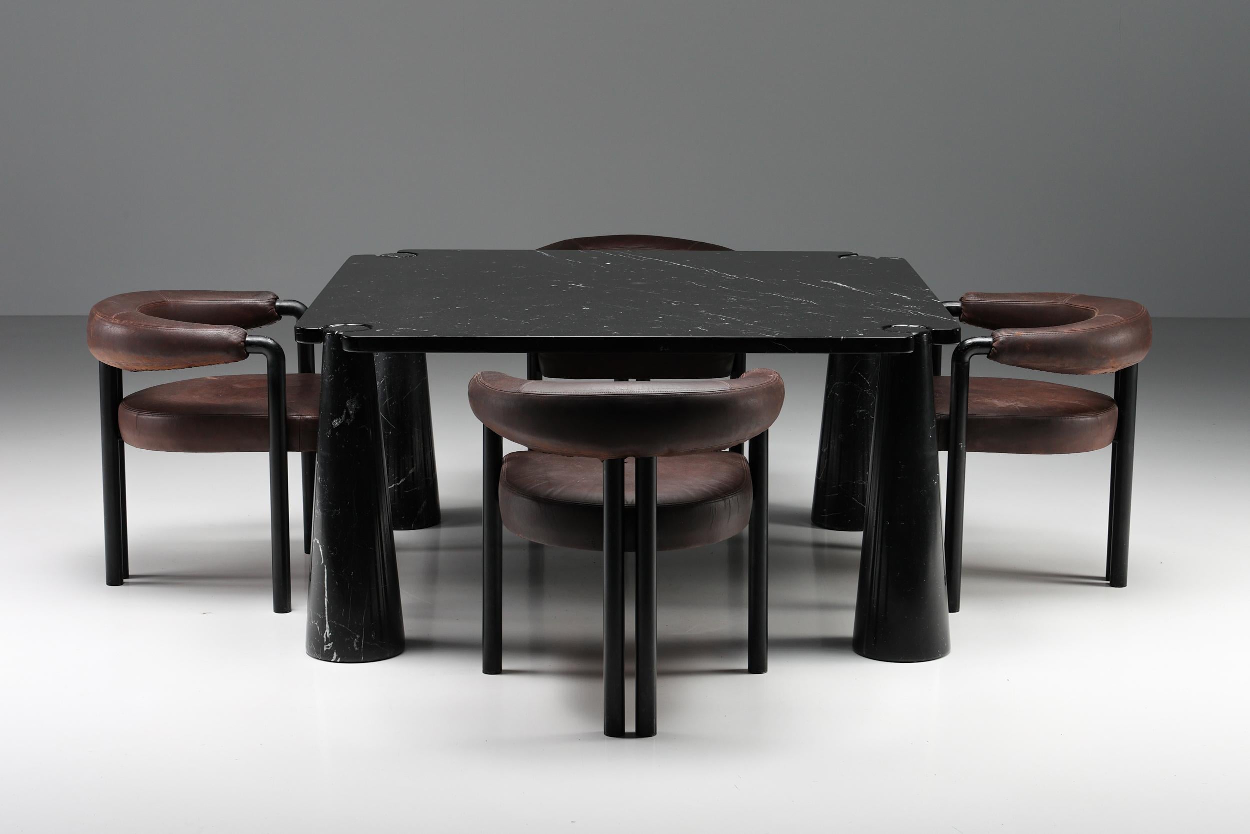 20th Century Mangiarotti 'Eros' Square Marble Dining Table, Italy, Post-Modern, 1970's For Sale
