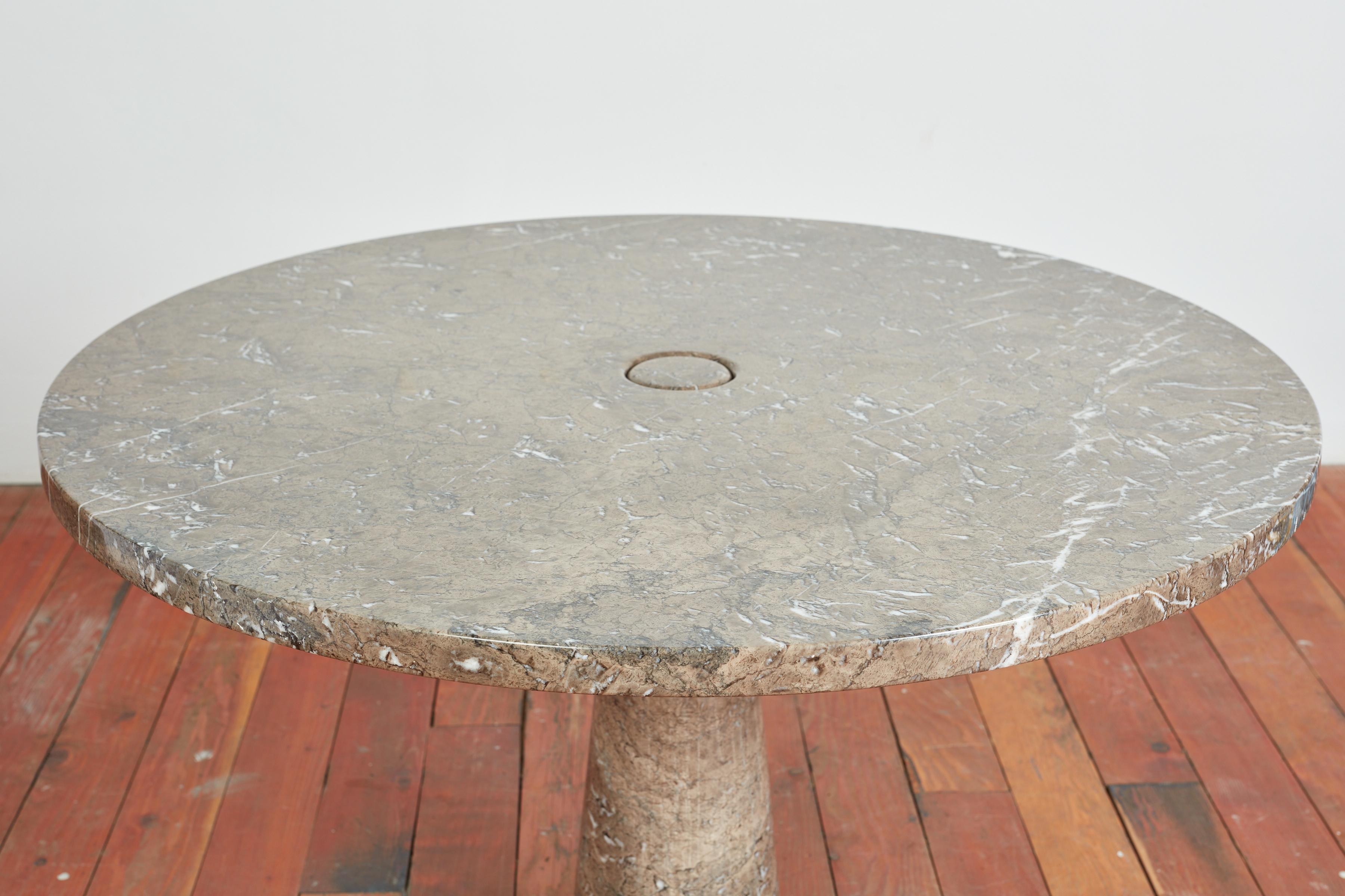 Late 20th Century Mangiarotti Grey Marble Dining Table For Sale