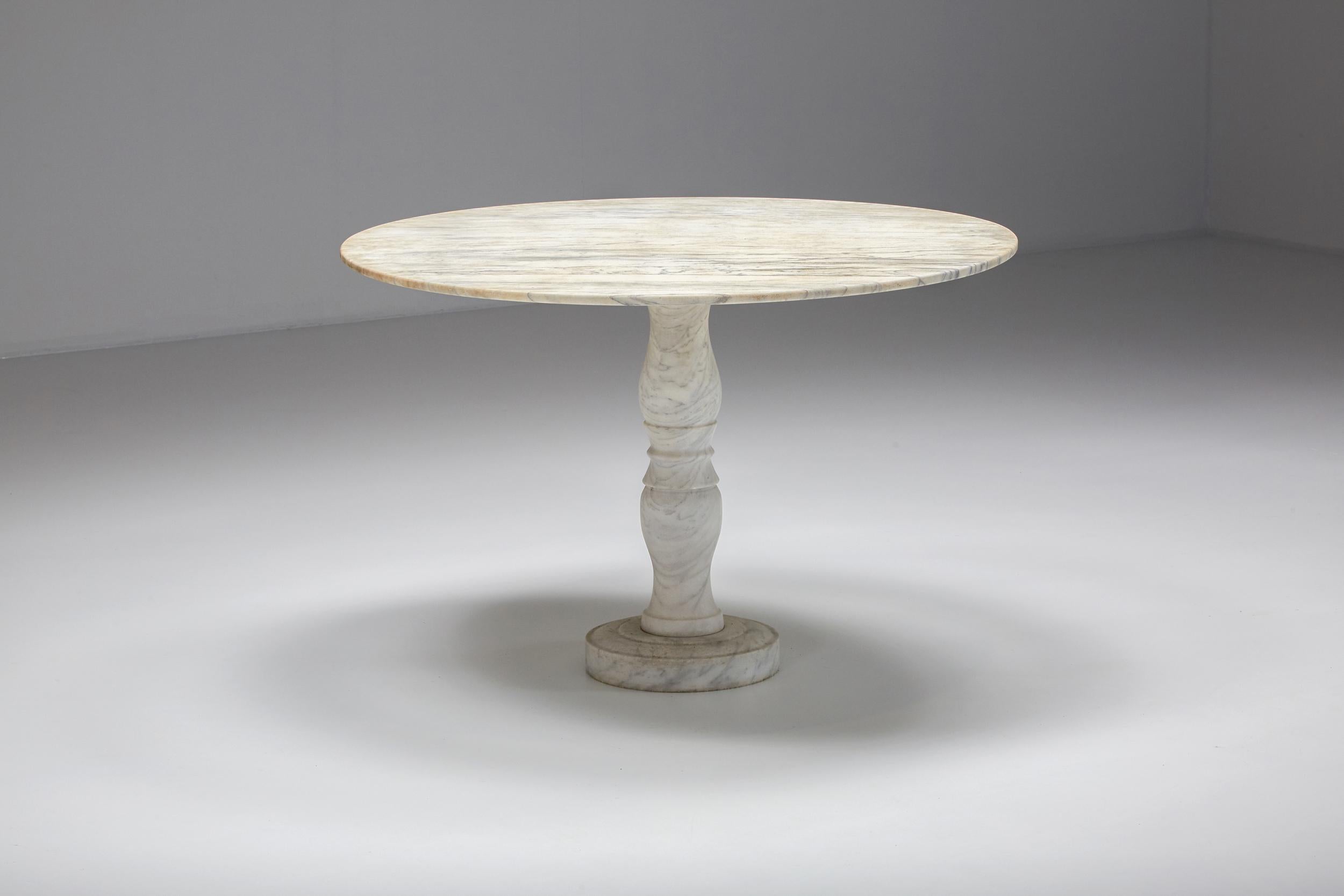 Mangiarotti style; Carrara marble; dining Table; Garden Table; Italian craft, 1950's; Garden Furniture; Garden set; 

Unique Carrara marble garden table. This elegant table adds value to a more rustic-looking garden. Can also be used indoors. In the