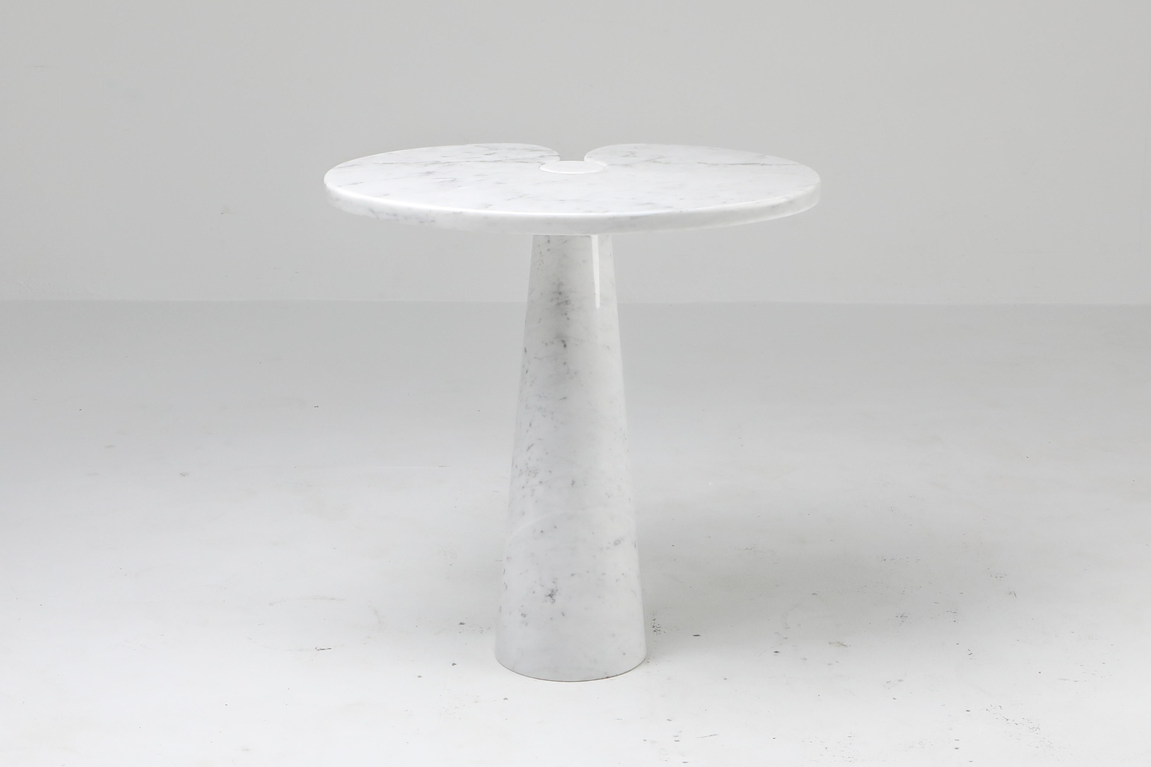Angelo Mangiarotti, Eros Carrara marble side table or pedestal, Skipper Italy, 1970s

We have a lower version available in another listing
Angelo Mangiarotti made the most gorgeous post-modern tables in Italy, together with other greats such as