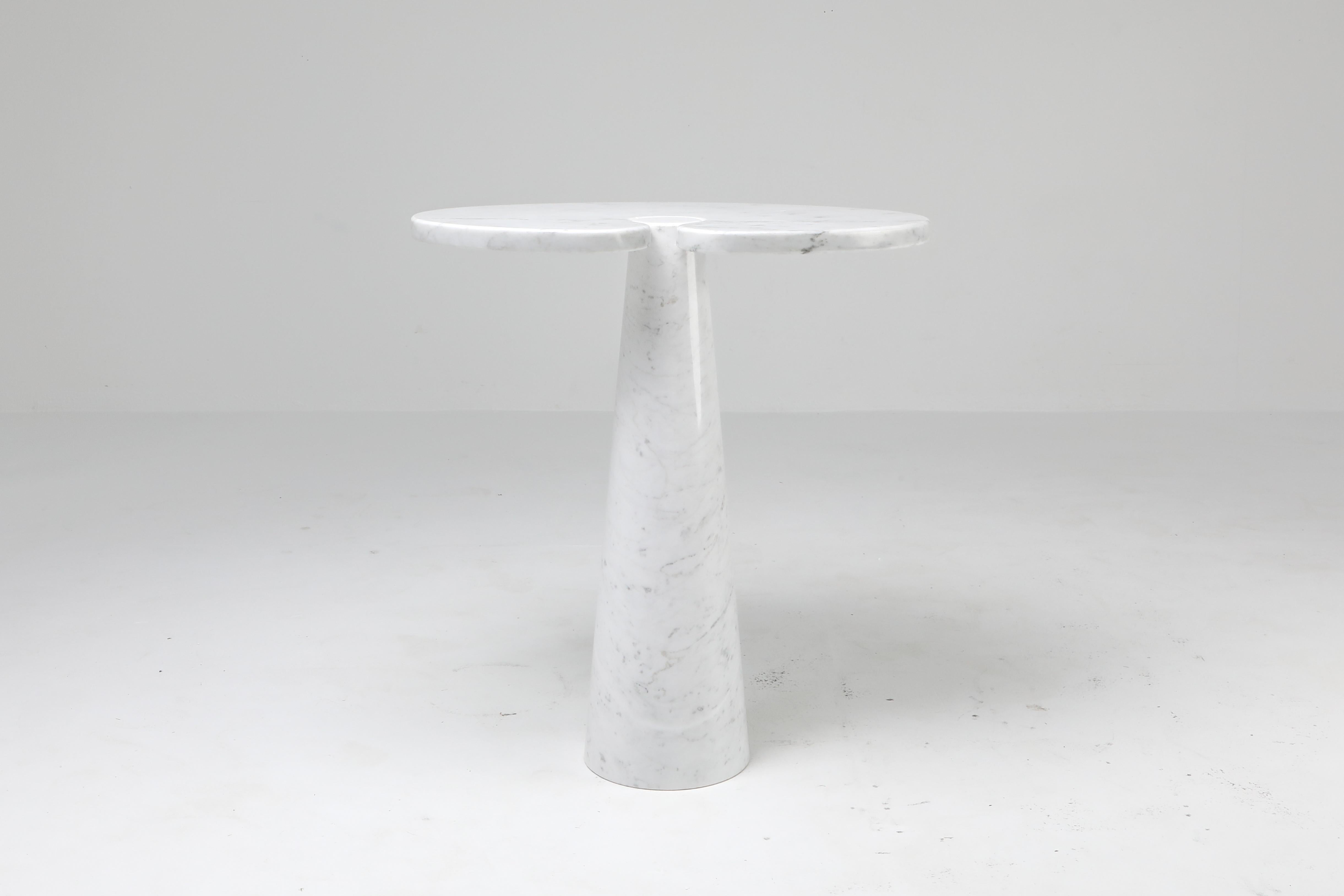 European Mangiarotti White Carrara 'Eros' Marble Side Table for Skipper, Italy