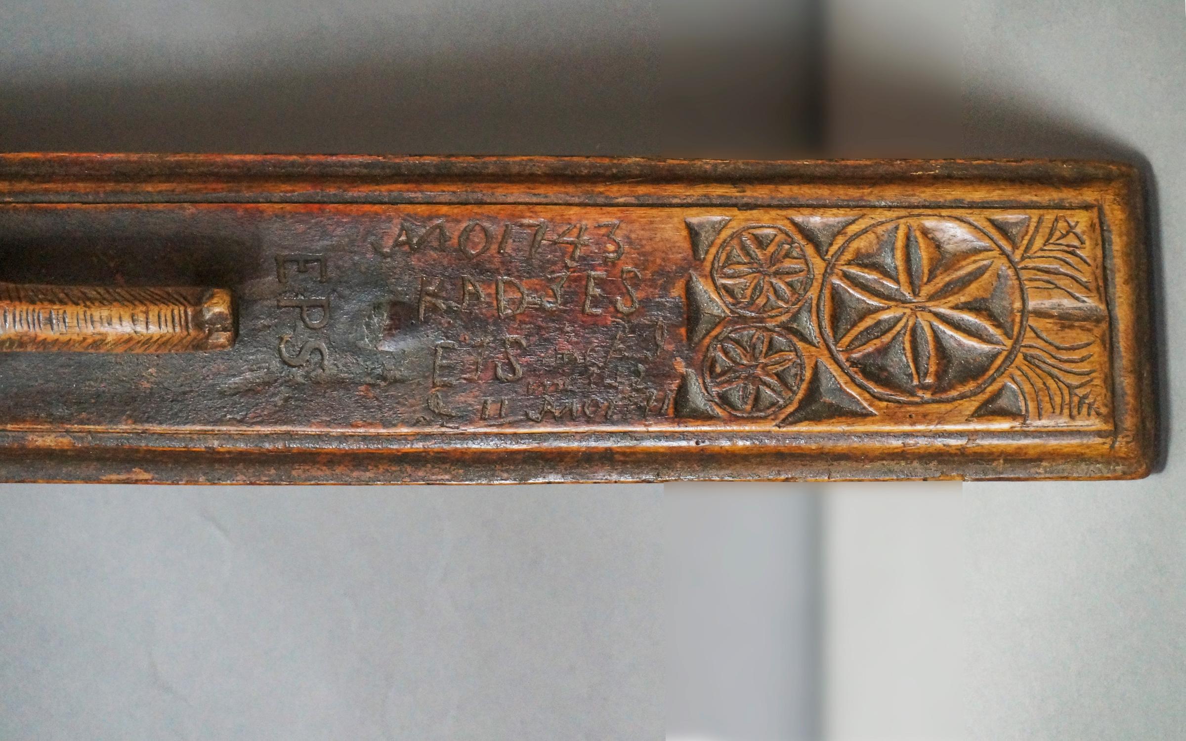 Hand-Carved Mangle Board with Family Record