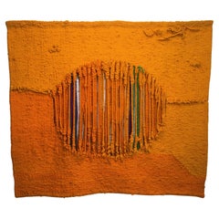 „Mango Fool“ Signiert Deanna Conti Großer Wandbehang aus Wolle und Textil 1970er Jahre