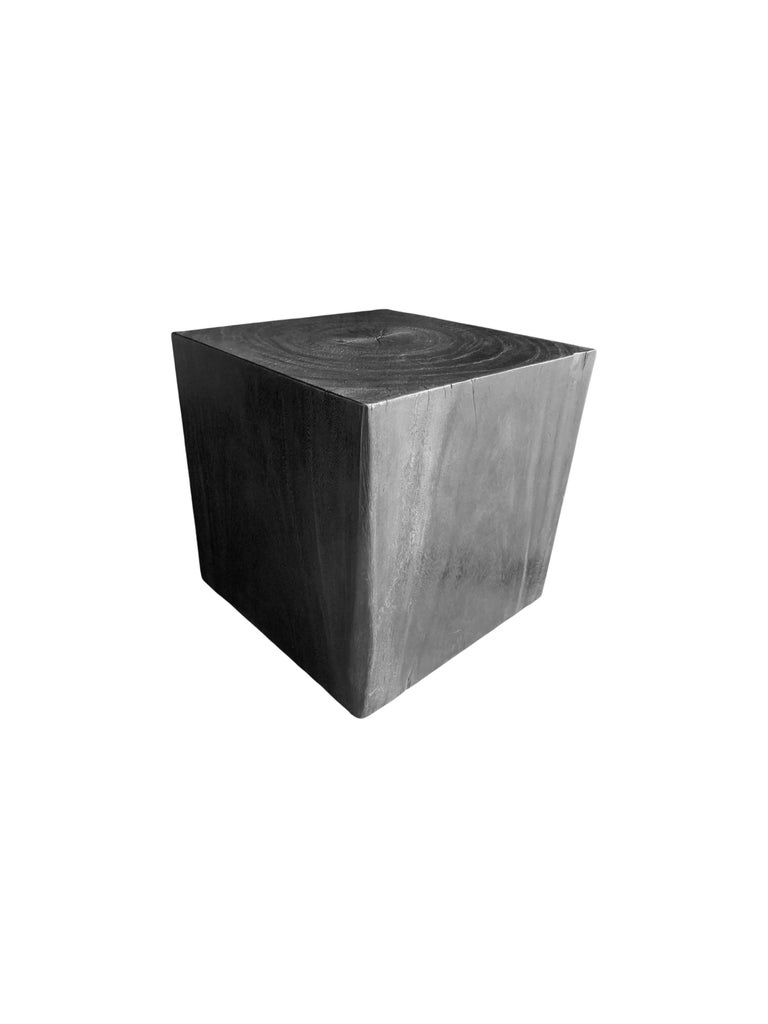 Mango Wood Pedestal or Side Table Burnt Finish For Sale at 1stDibs