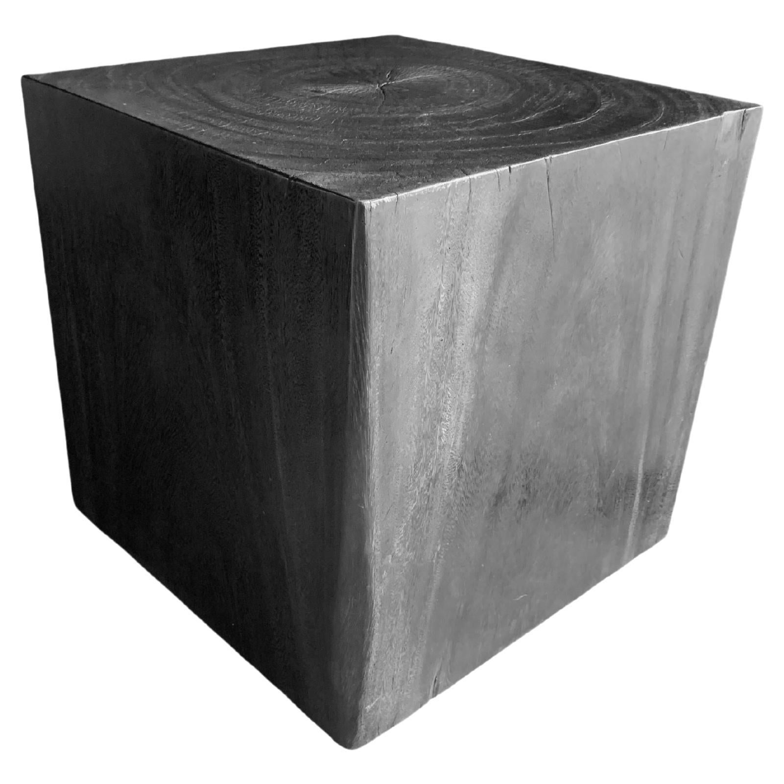 Mango Wood Pedestal or Side Table Burnt Finish