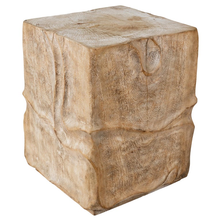 Mango Wood Stump End Table, Contemporary