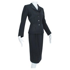 Mangone Traje negro con costuras recortadas de la Segunda Guerra Mundial - M, años 40