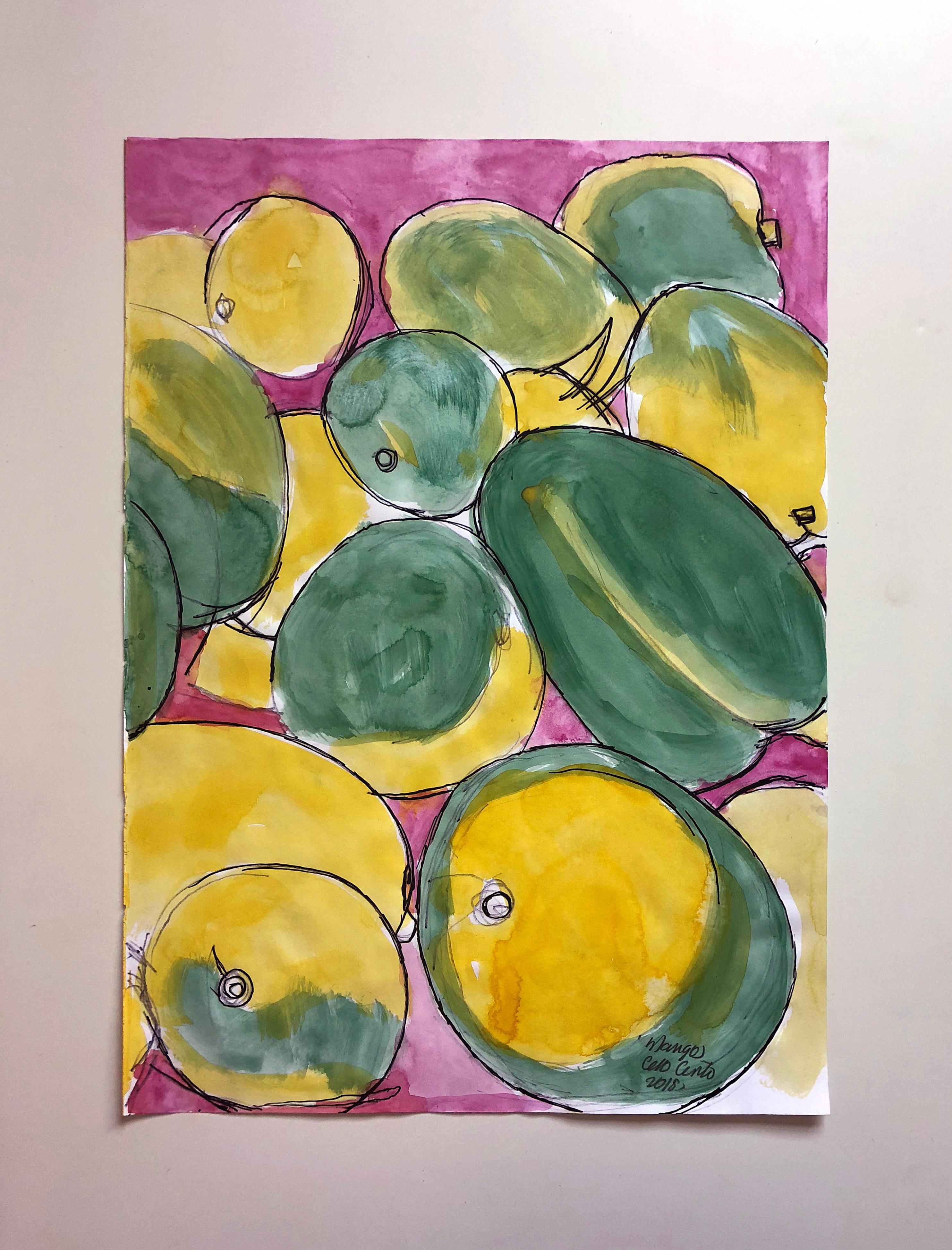 Other Mangos (B2), Watercolor and Ink on Archival Paper, Diptych, 2018