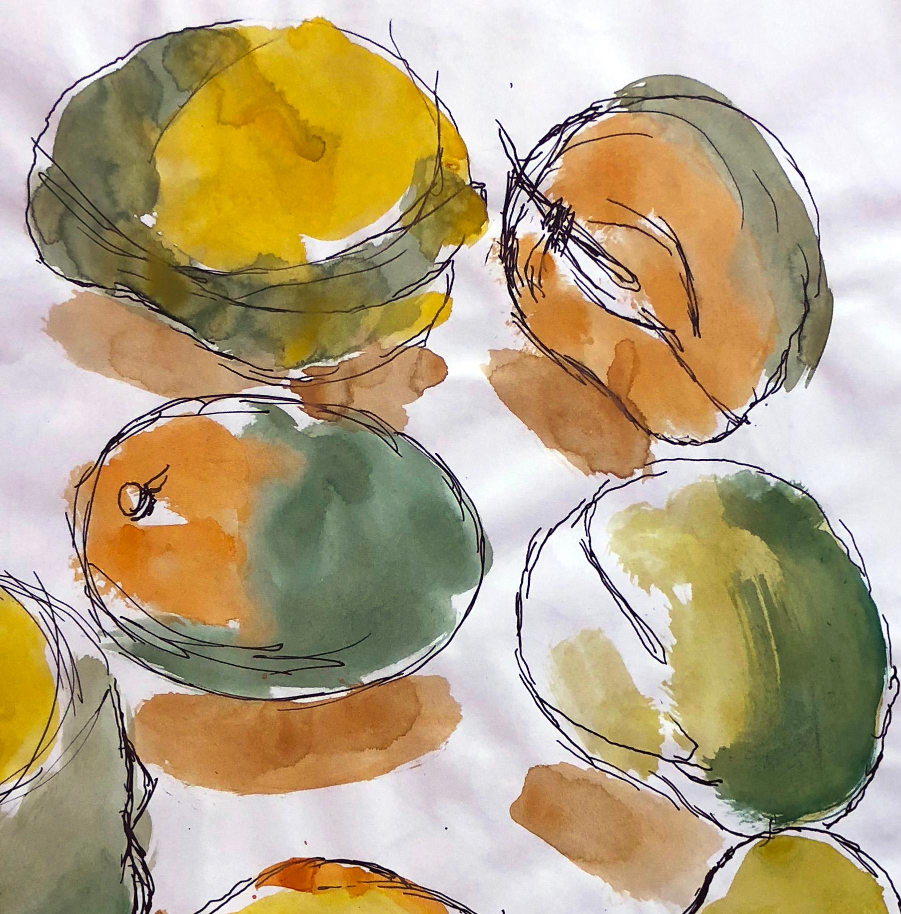 Mangos by Celso Castro
Watercolor and ink on archival paper
Individual size: 19.38 in H x 13.5 in W
One of a kind
2018.

Celso Castro-Daza was born in Valledupar, Colombia. He has a BFA from Pratt Institute, 1981and has exhibited extensively