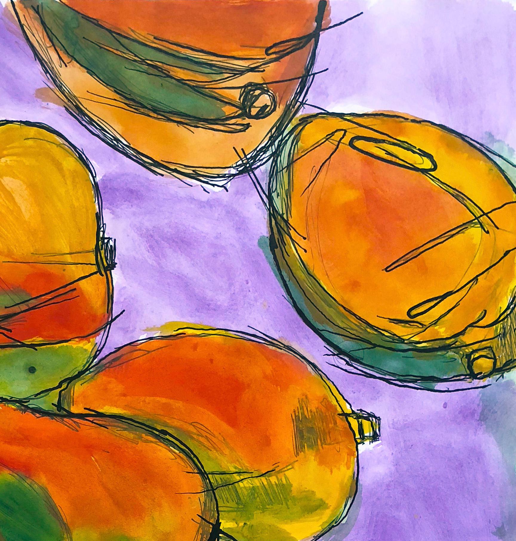 Mangos by Celso Castro
Watercolor and ink on archival paper
Individual size: 19.38 in. H x 13.5 in. W
One of a kind
2018

Celso Castro-Daza was born in Valledupar, Colombia. He has a BFA from Pratt Institute, 1981and has exhibited extensively