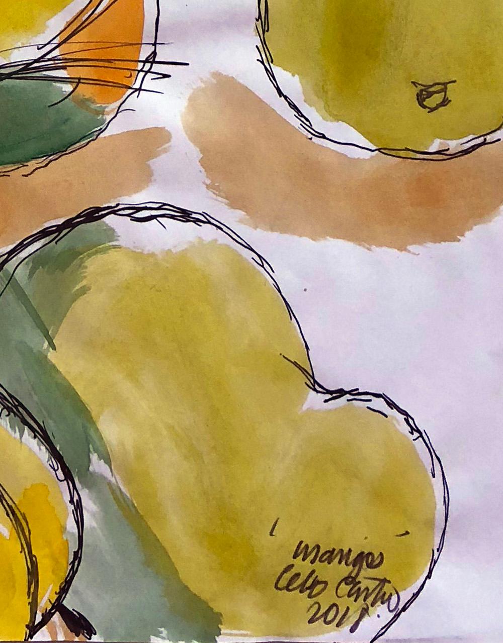 Colombian Mangos, Watercolor and Ink on Archival Paper, 2018