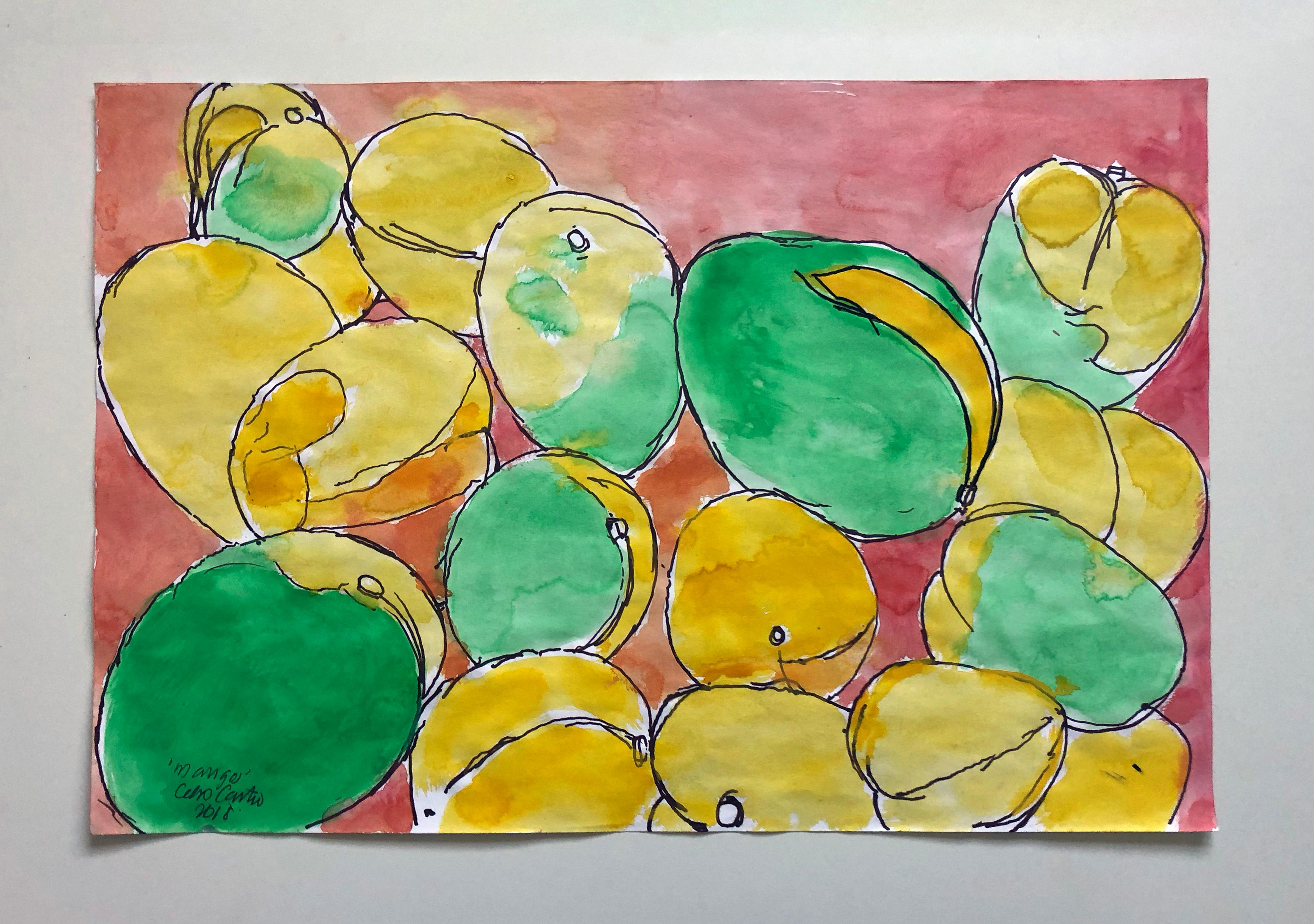 Other Mangos, Watercolor and Ink on Archival Paper, Diptych, 2018