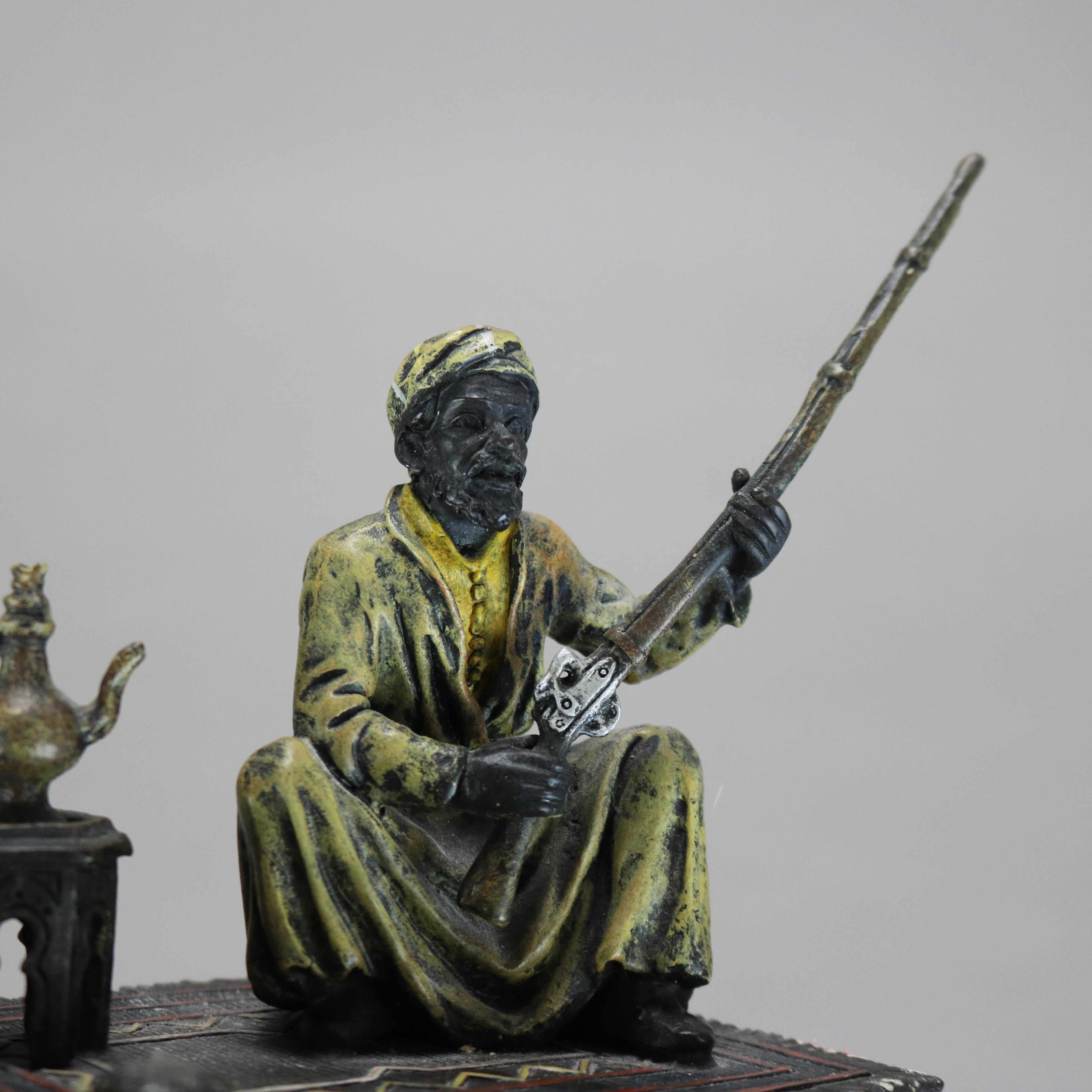 20th Century MANGREB  Signed Bergnam Cold Painted Bronzed Persian Figure with Rifle C1920 For Sale