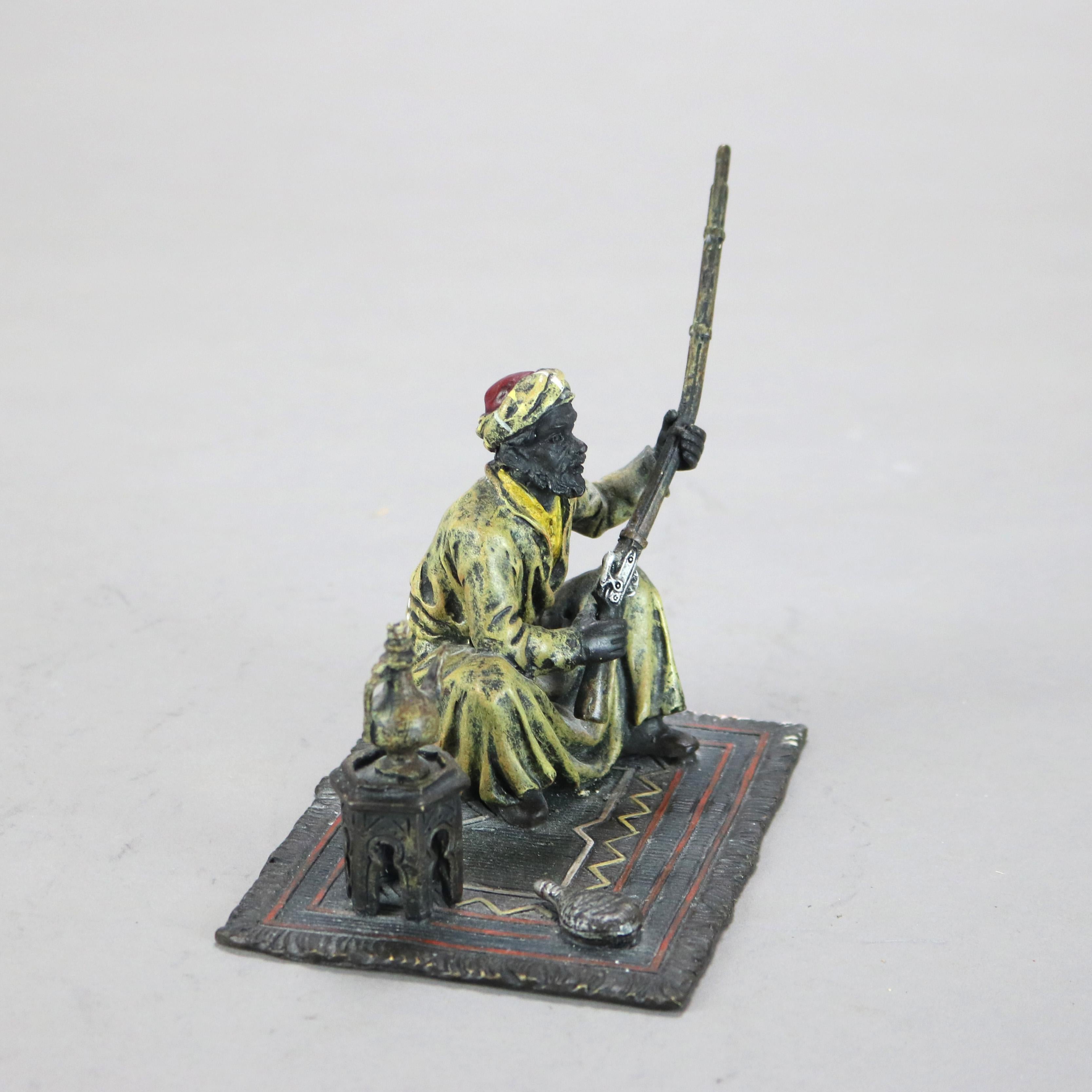 MANGREB  Signed Bergnam Cold Painted Bronzed Persian Figure with Rifle C1920 For Sale 4