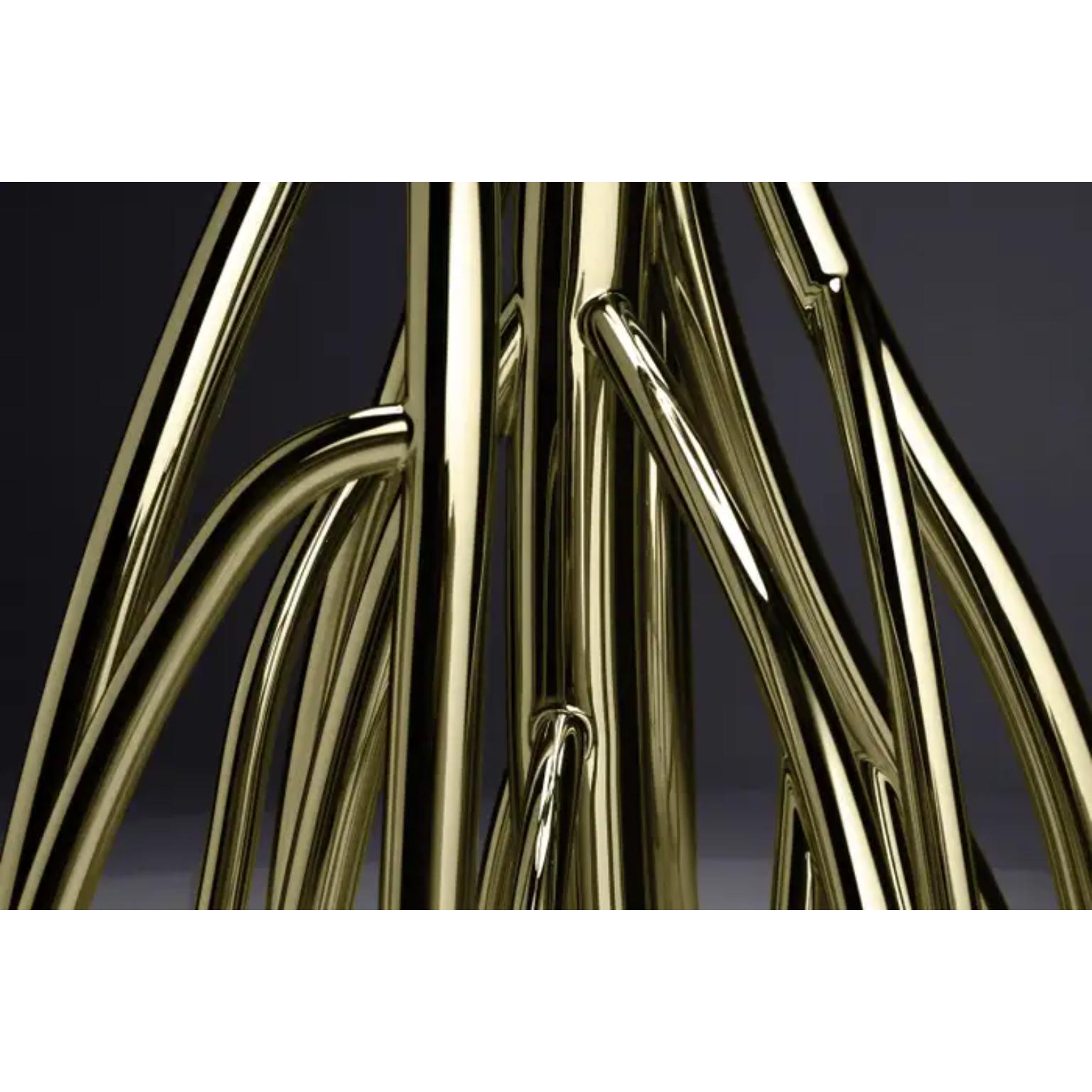 Postmoderno Lampada da terra Mangrovia EM in alluminio galvanizzato oro di Barberini & Gunnell in vendita