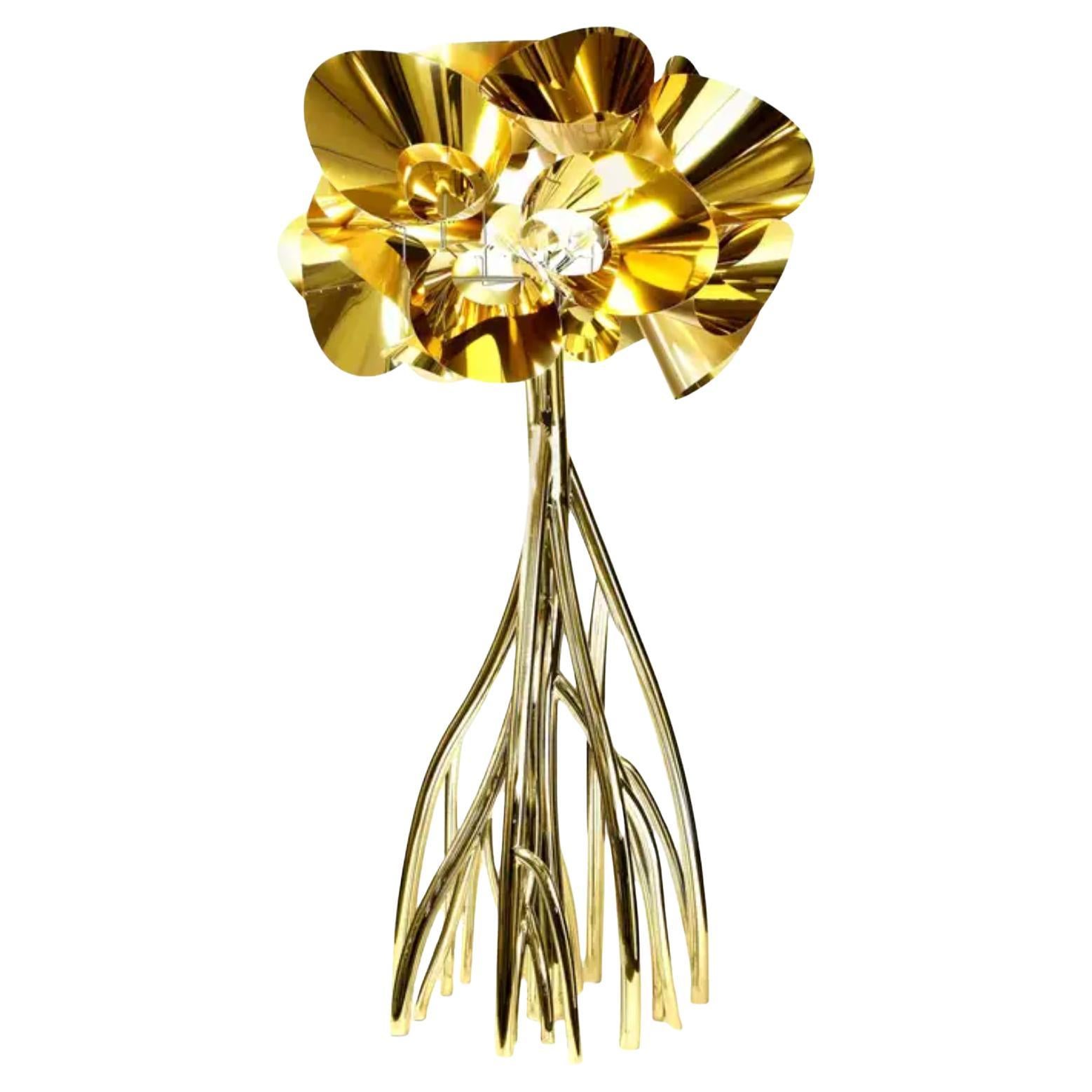 Lampada da terra Mangrovia EM in alluminio galvanizzato oro di Barberini & Gunnell
