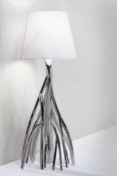 Mangrovia Floor Lamp in Colored Stainless Steel & Linen by Barberini & Gunnell