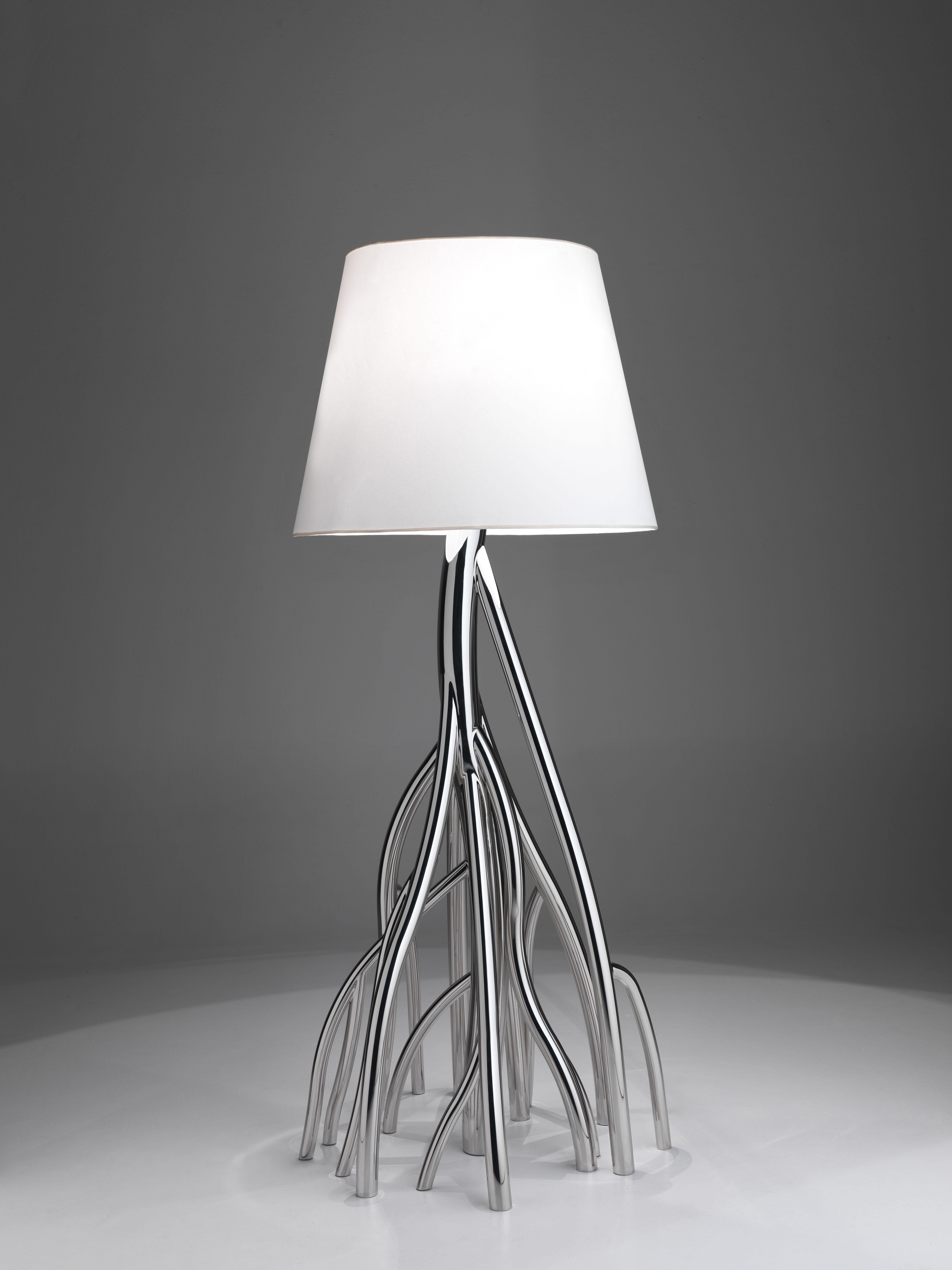 Mangrovia Floor Lamp in Colored Stainless Steel & Linen by Barberini & Gunnell For Sale 1