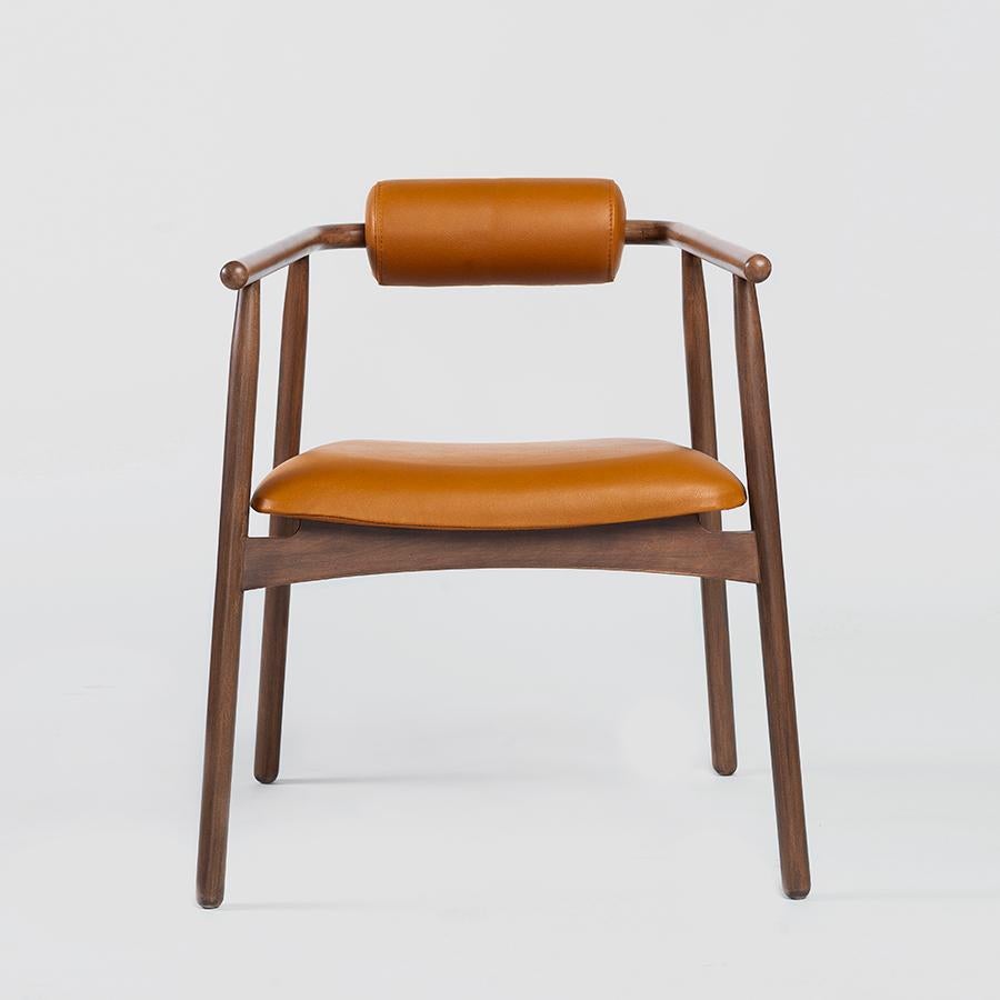 Manguito-Esszimmerstuhl aus Holz und Leder im Angebot 2